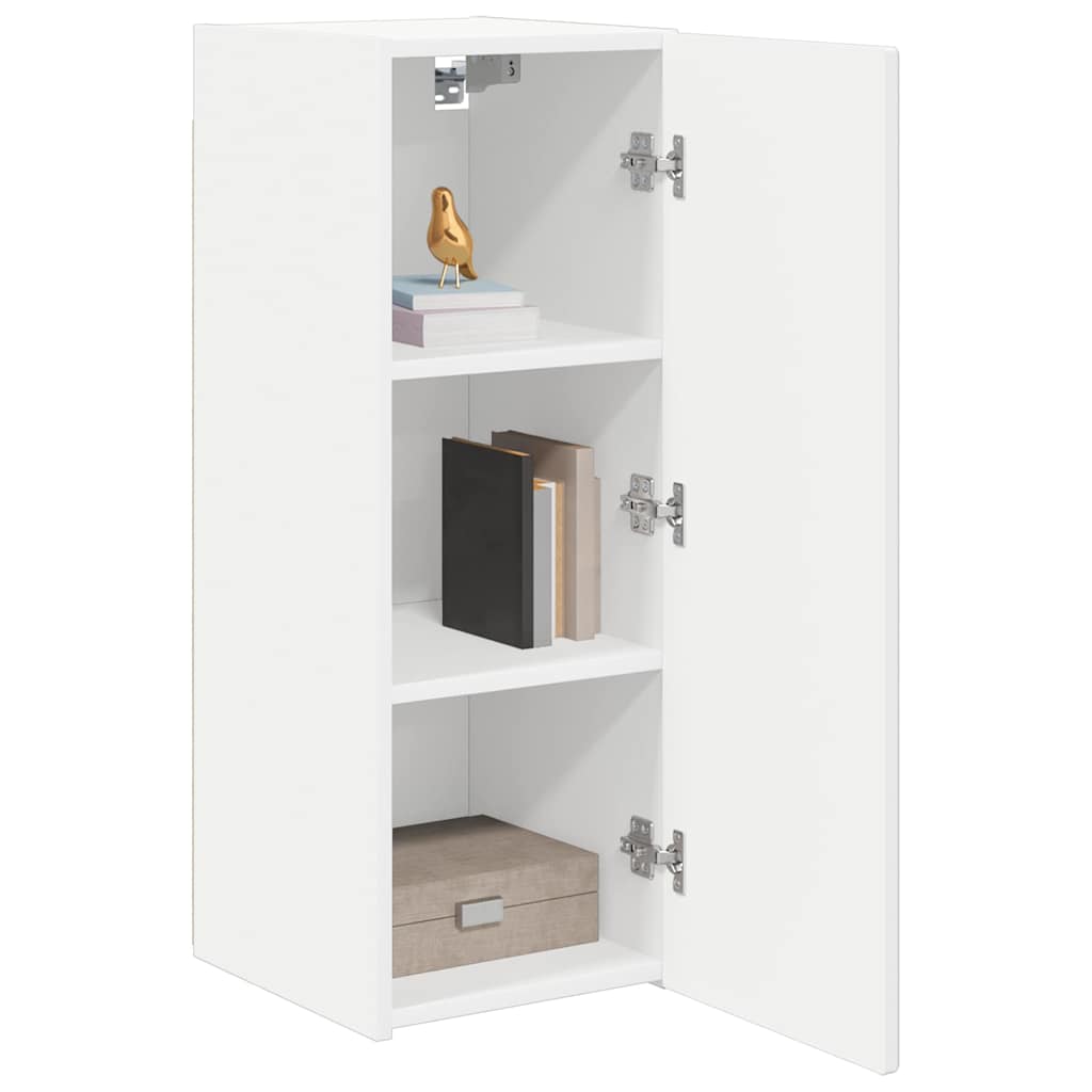 TV vægskab 2 pcs Hvid 30 x 31 x 80 cm Konstrueret træ