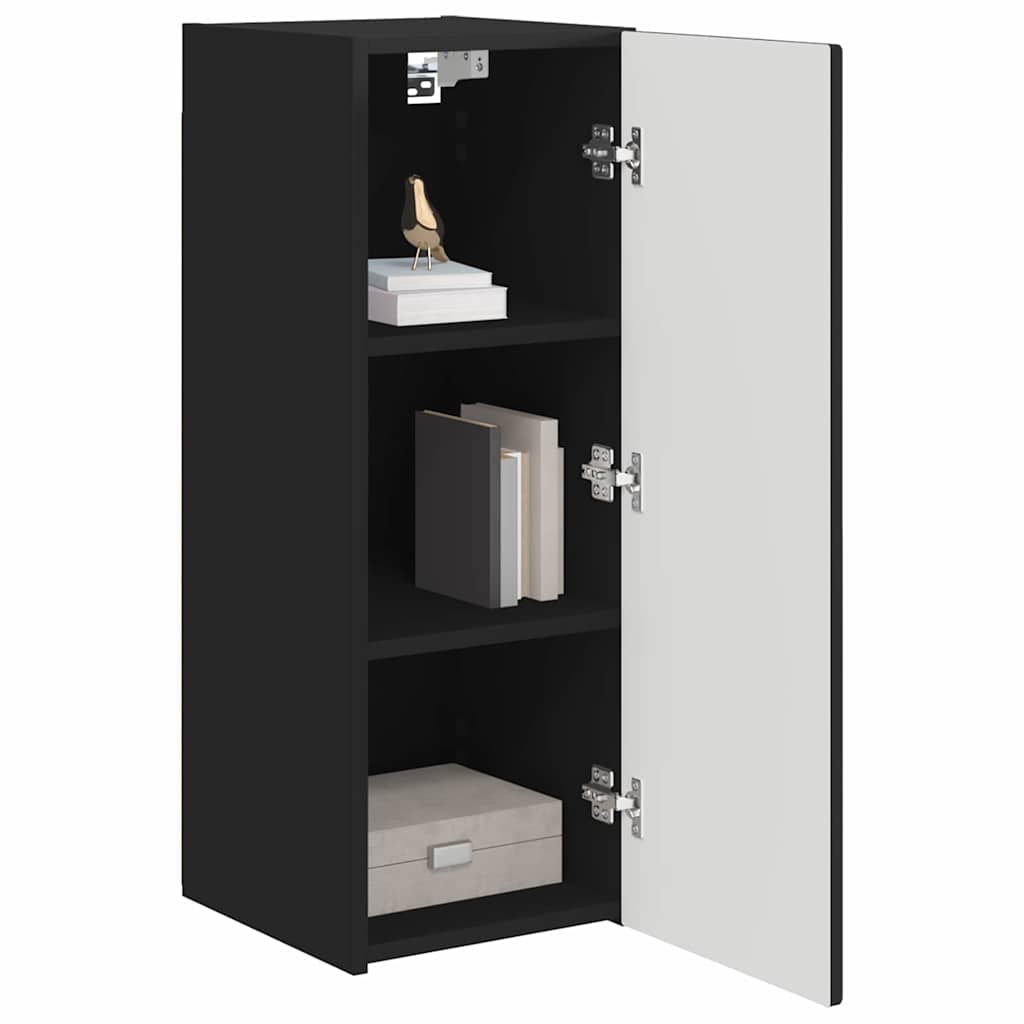TV vægskab 2 pcs Sort 30 x 31 x 80 cm Konstrueret træ