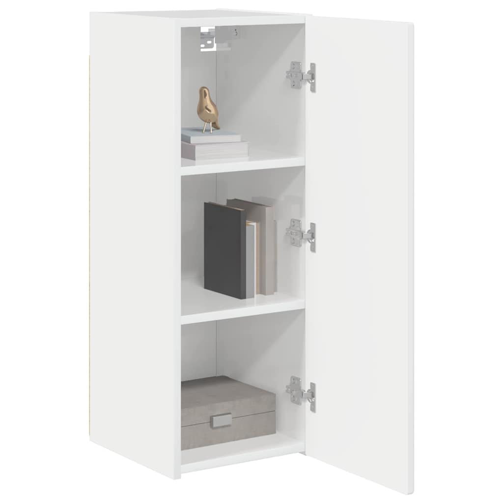 TV vægskab 2 pcs Gloss Hvid 30 x 31 x 80 cm Konstrueret træ