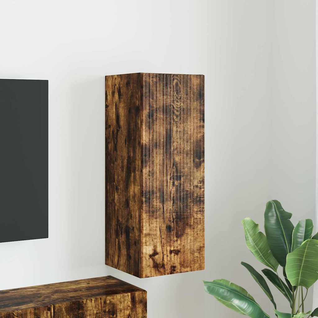 TV vægskab Vægmonteret Røget eg 30 x 31 x 80 cm Konstrueret træ
