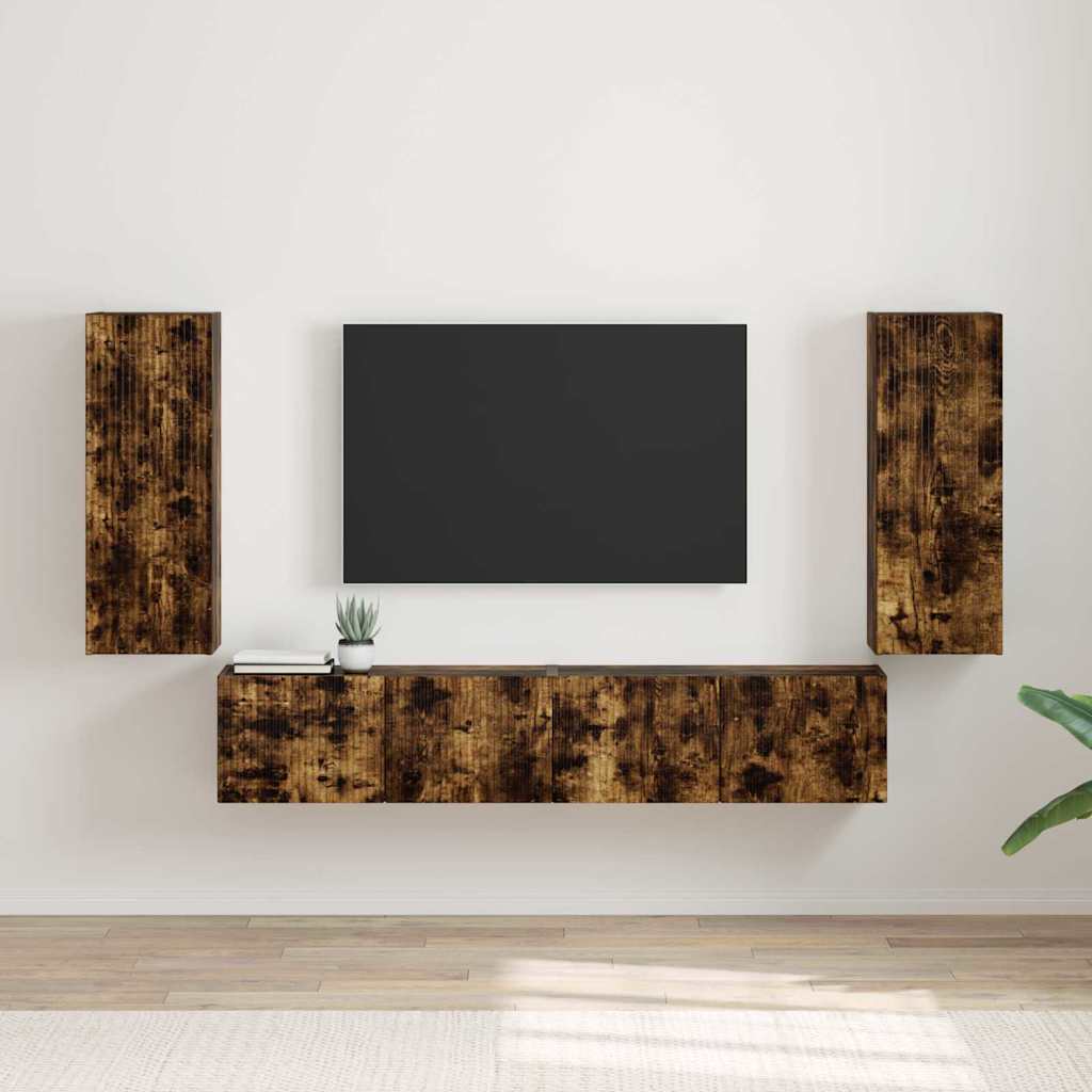 TV vægskab 2 pcs Røget eg 30 x 31 x 80 cm Konstrueret træ
