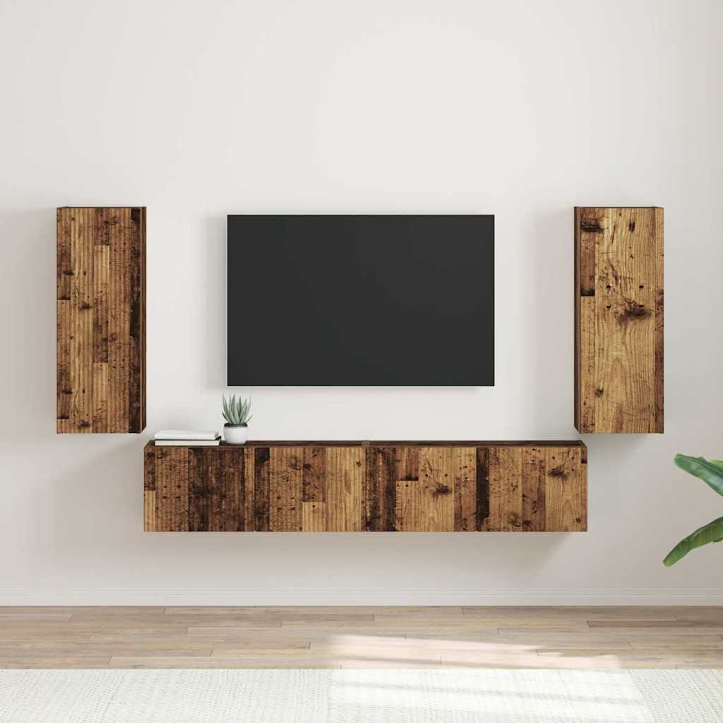 TV vægskab 2 pcs Gammelt træ 30 x 31 x 80 cm Konstrueret træ