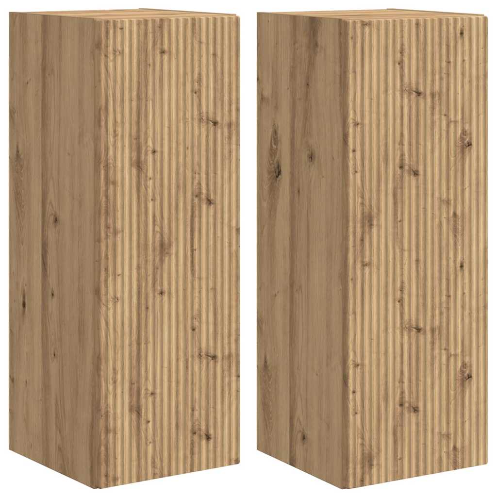TV vægskab 2 pcs Artisan eg 30 x 31 x 80 cm Konstrueret træ