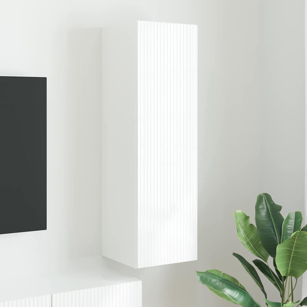 TV vægskab Vægmonteret Hvid 30 x 31 x 100 cm Konstrueret træ