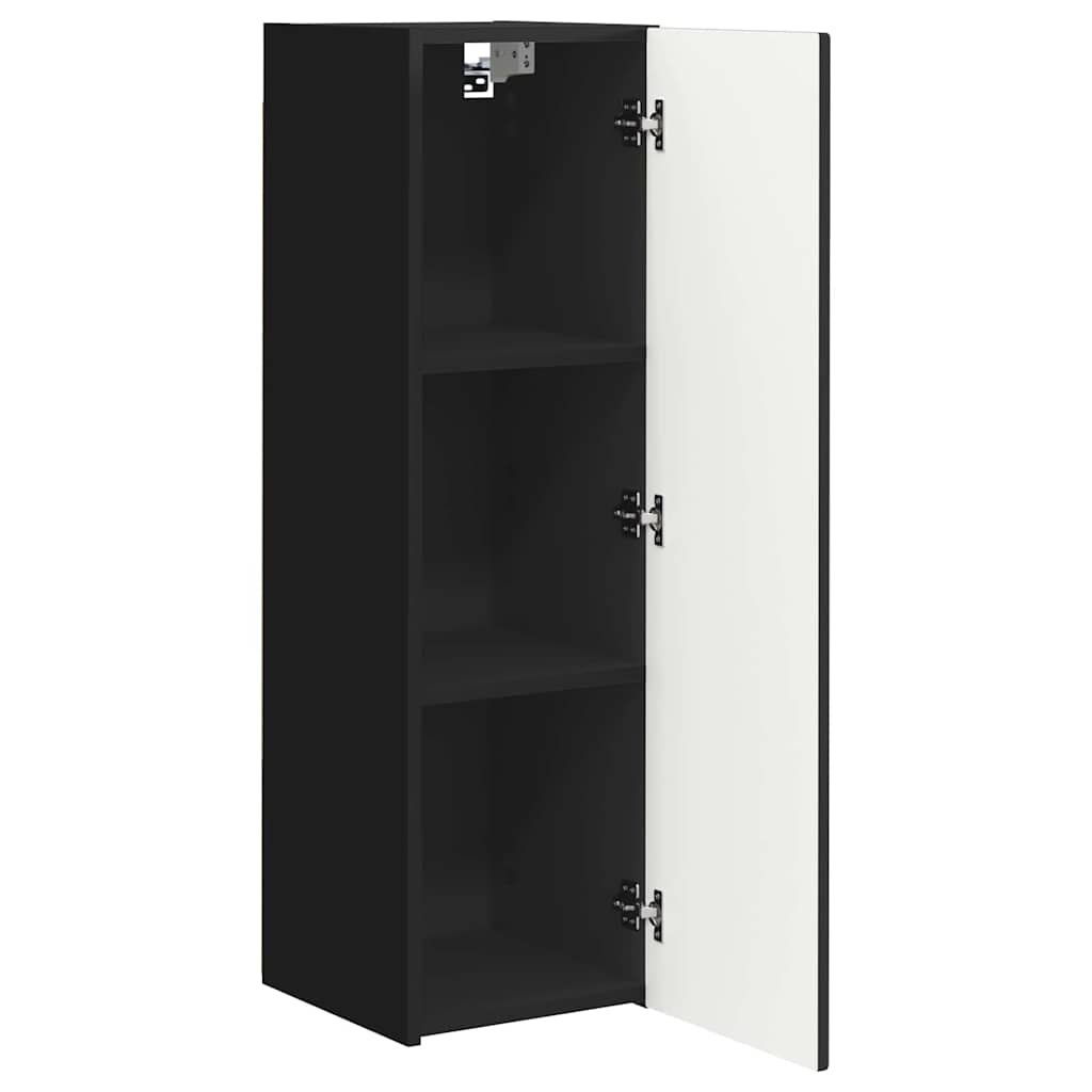 TV vægskab 2 pcs Sort 30 x 31 x 100 cm Konstrueret træ