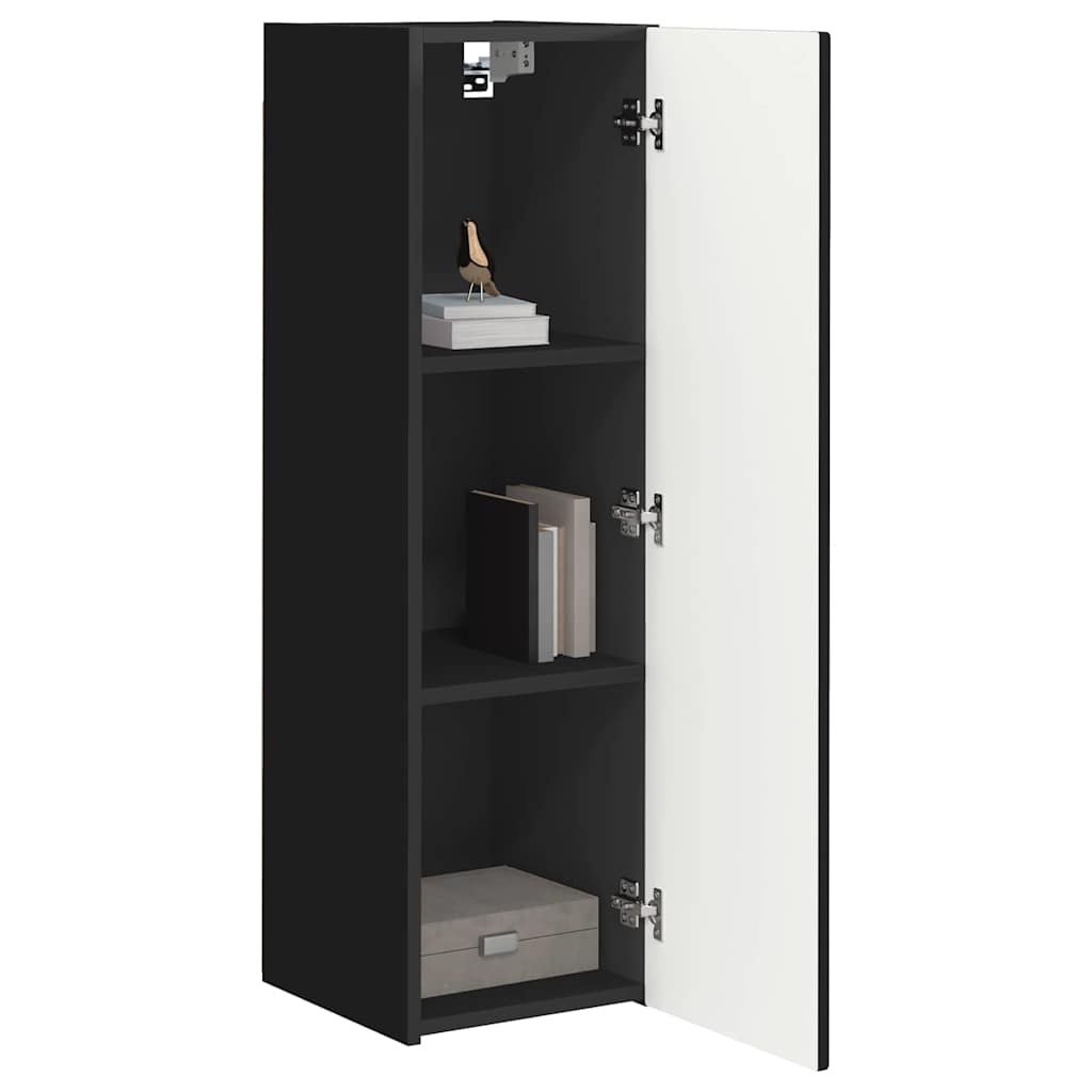 TV vægskab 2 pcs Sort 30 x 31 x 100 cm Konstrueret træ
