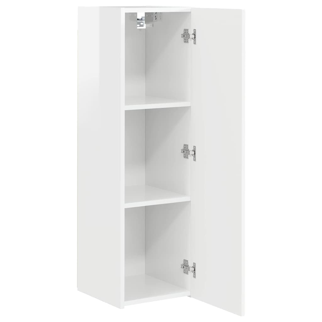 TV vægskab 2 pcs Gloss Hvid 30 x 31 x 100 cm Konstrueret træ