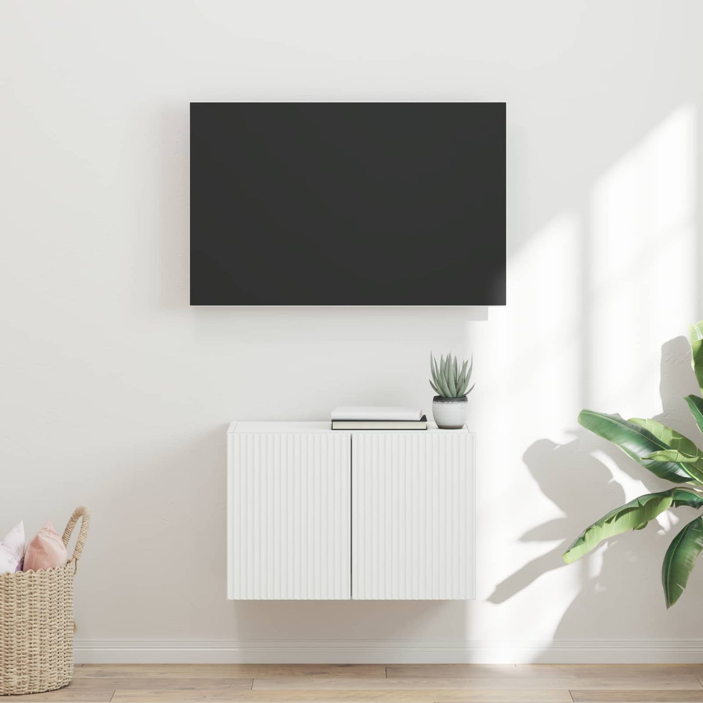 TV vægskab Vægmonteret Hvid 59,5 x 31 x 40 cm Konstrueret træ