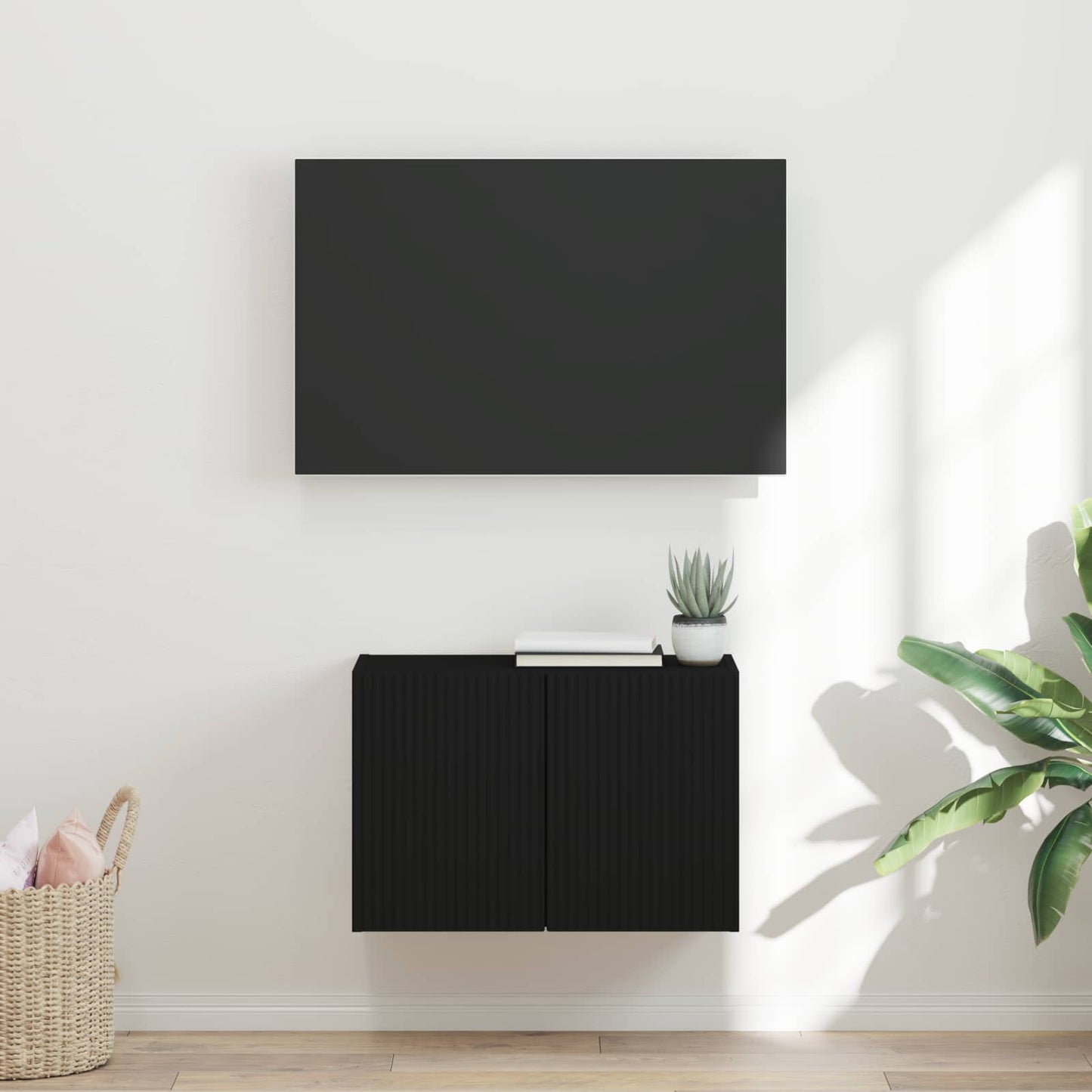 TV vægskab Vægmonteret Sort 59,5 x 31 x 40 cm Konstrueret træ