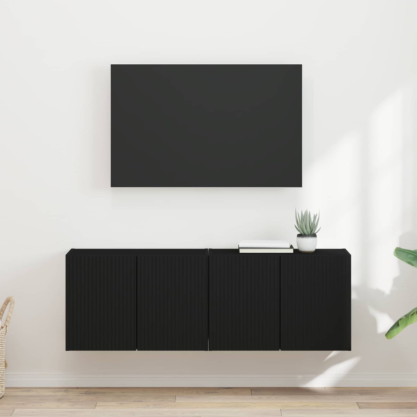 TV vægskab 2 pcs Sort 59,5 x 31 x 40 cm Konstrueret træ