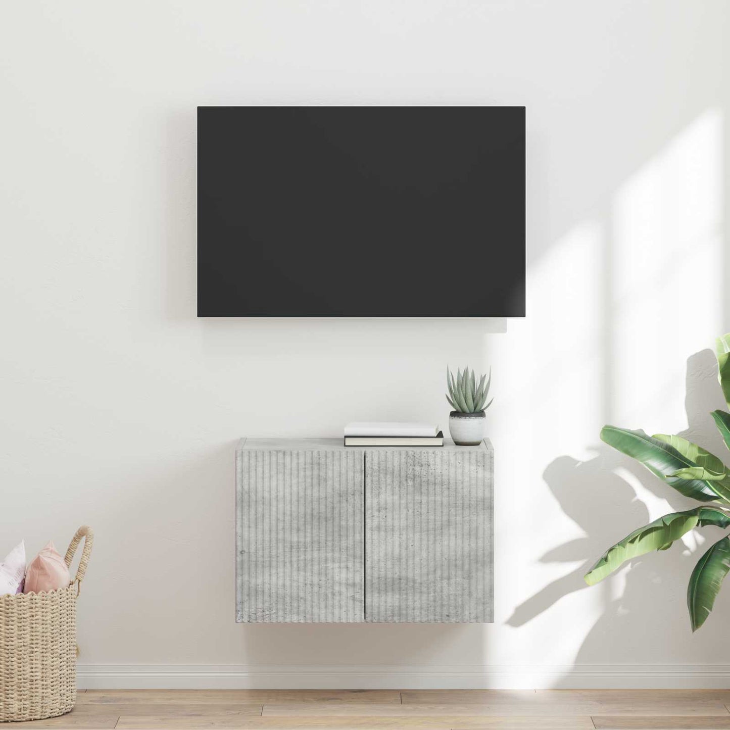 TV vægskab Beton Grå 59,5 x 31 x 40 cm Konstrueret træ