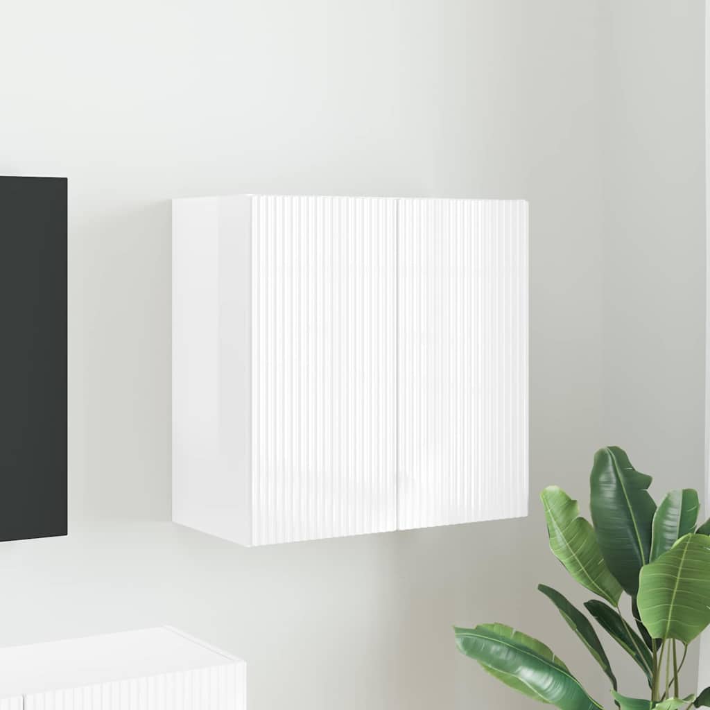 TV vægskab Høj gloss hvid 59,5 x 31 x 60 cm Konstrueret træ