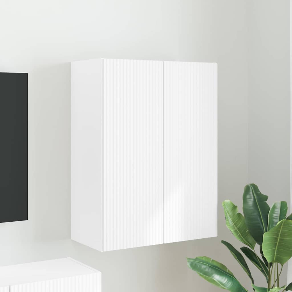 TV vægskab Vægmonteret Hvid 59,5 x 31 x 80 cm Konstrueret træ