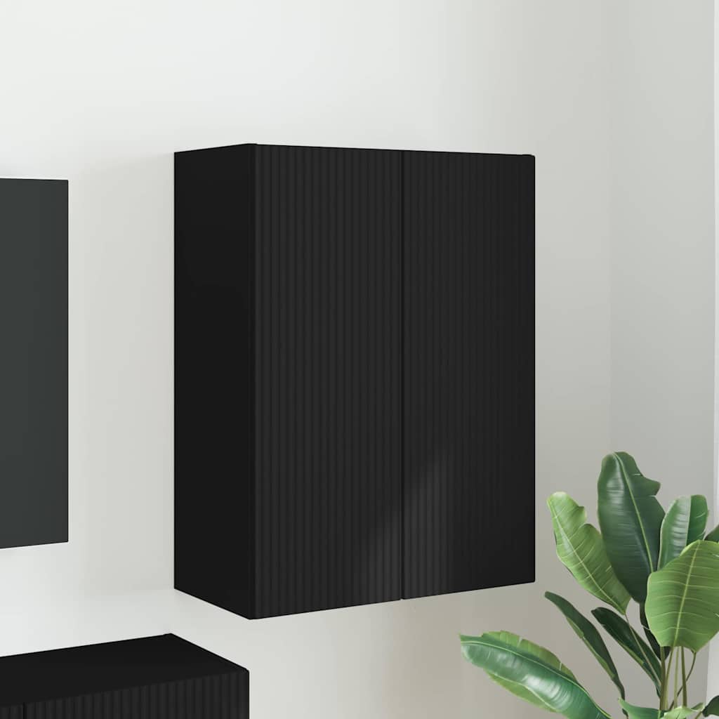 TV vægskab Vægmonteret Sort 59,5 x 31 x 80 cm Konstrueret træ