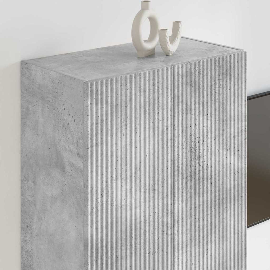 TV vægskab Beton Grå 59,5 x 31 x 80 cm Konstrueret træ