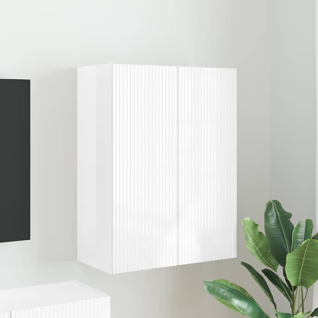TV vægskab Høj gloss hvid 59,5 x 31 x 80 cm Konstrueret træ