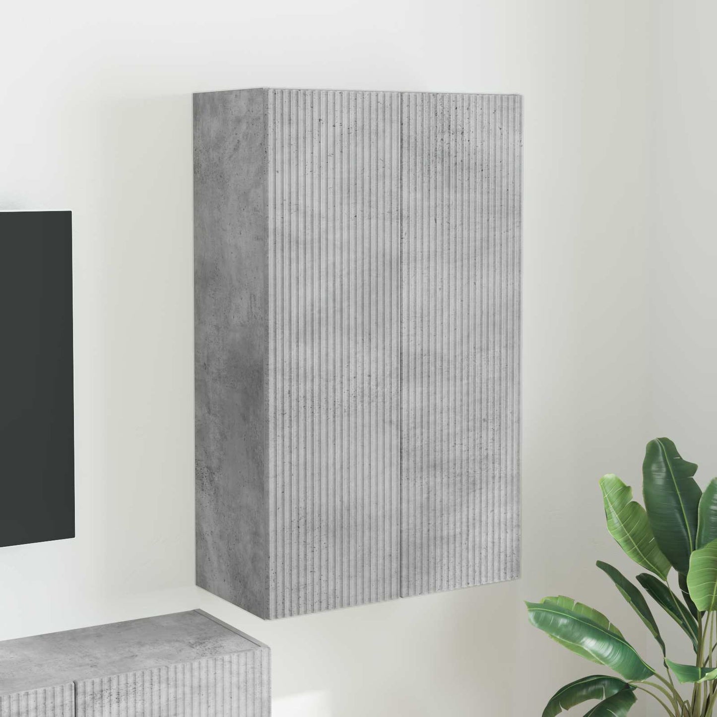 TV vægskab Beton Grå 59,5 x 31 x 100 cm Konstrueret træ