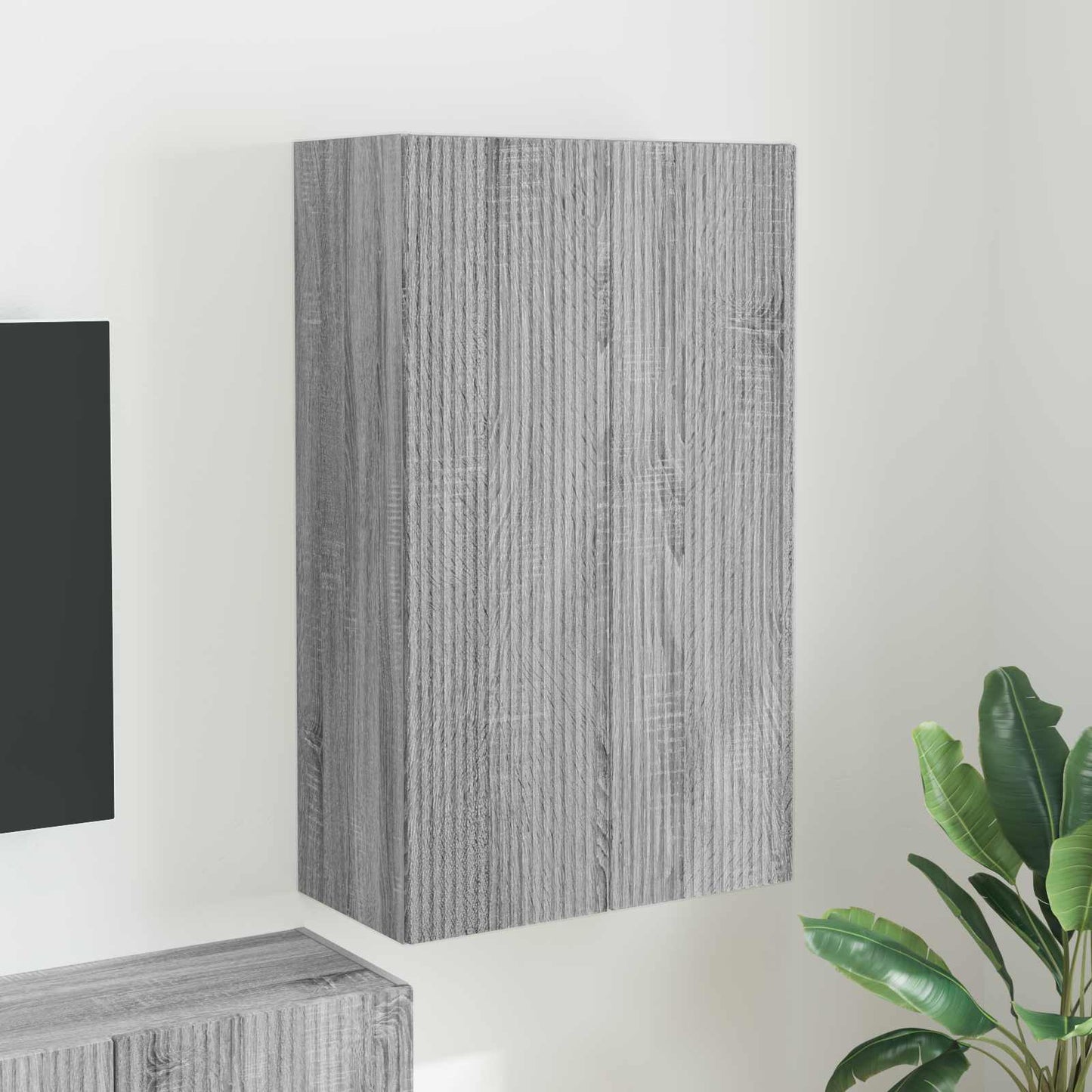 TV vægskab Grå Sonoma 59,5 x 31 x 100 cm Konstrueret træ