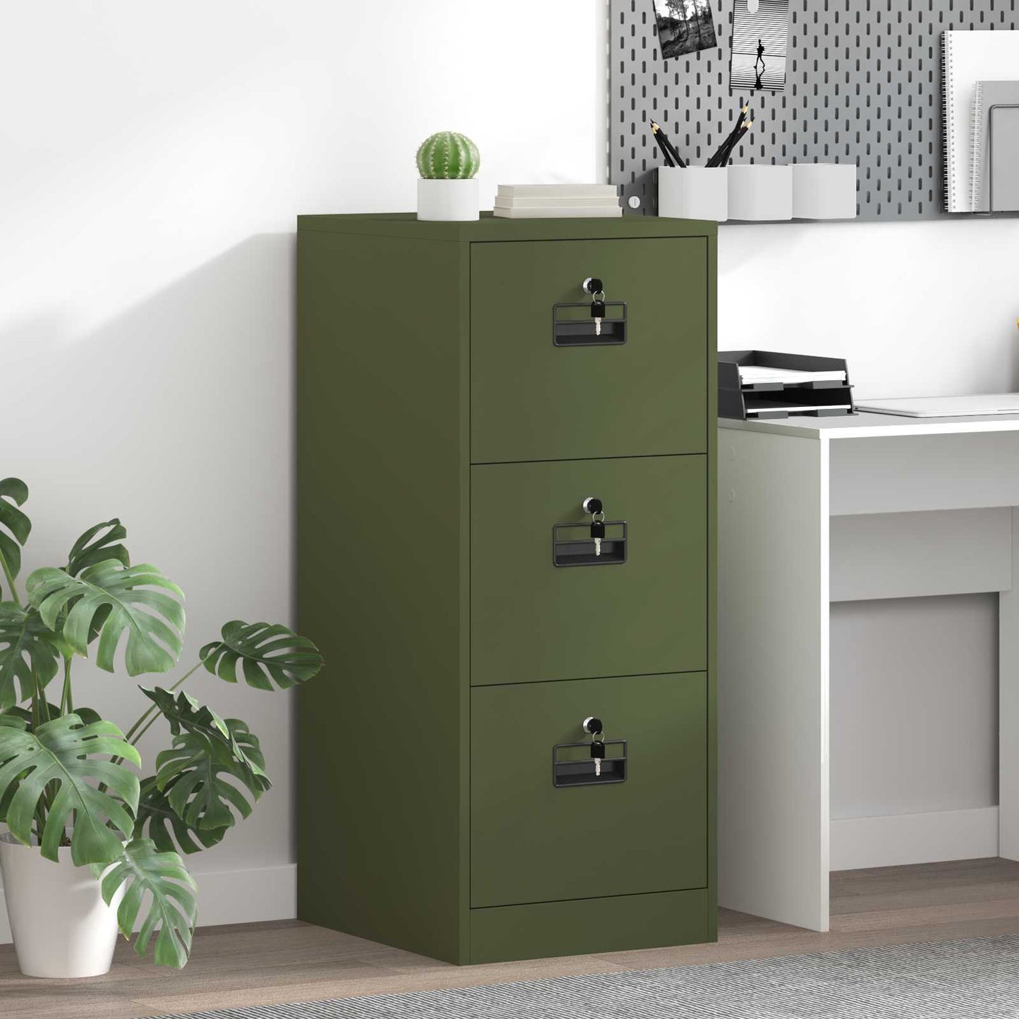 Fil kabinett Oliven grøn 44 x 50 x 106,5 cm Koldvalset Stål