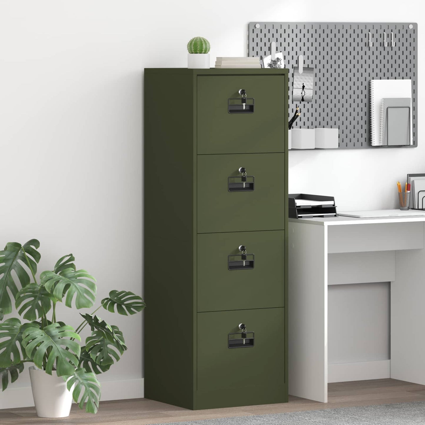 Fil kabinett Oliven grøn 45,5 x 42 x 139 cm Koldvalset Stål