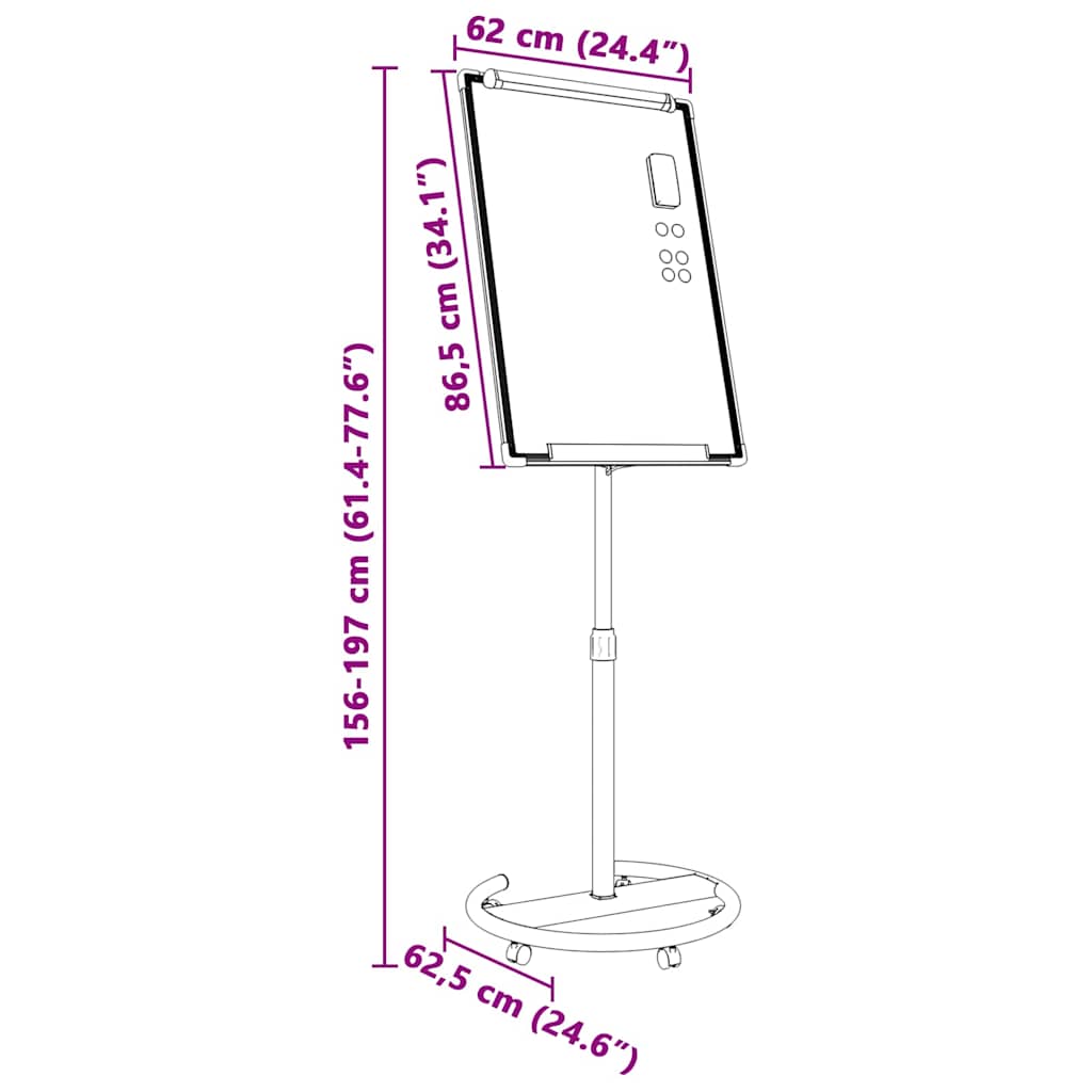 Magnetisk whiteboard Grå og Hvid 62 x 62,5 x 197 cm EPS