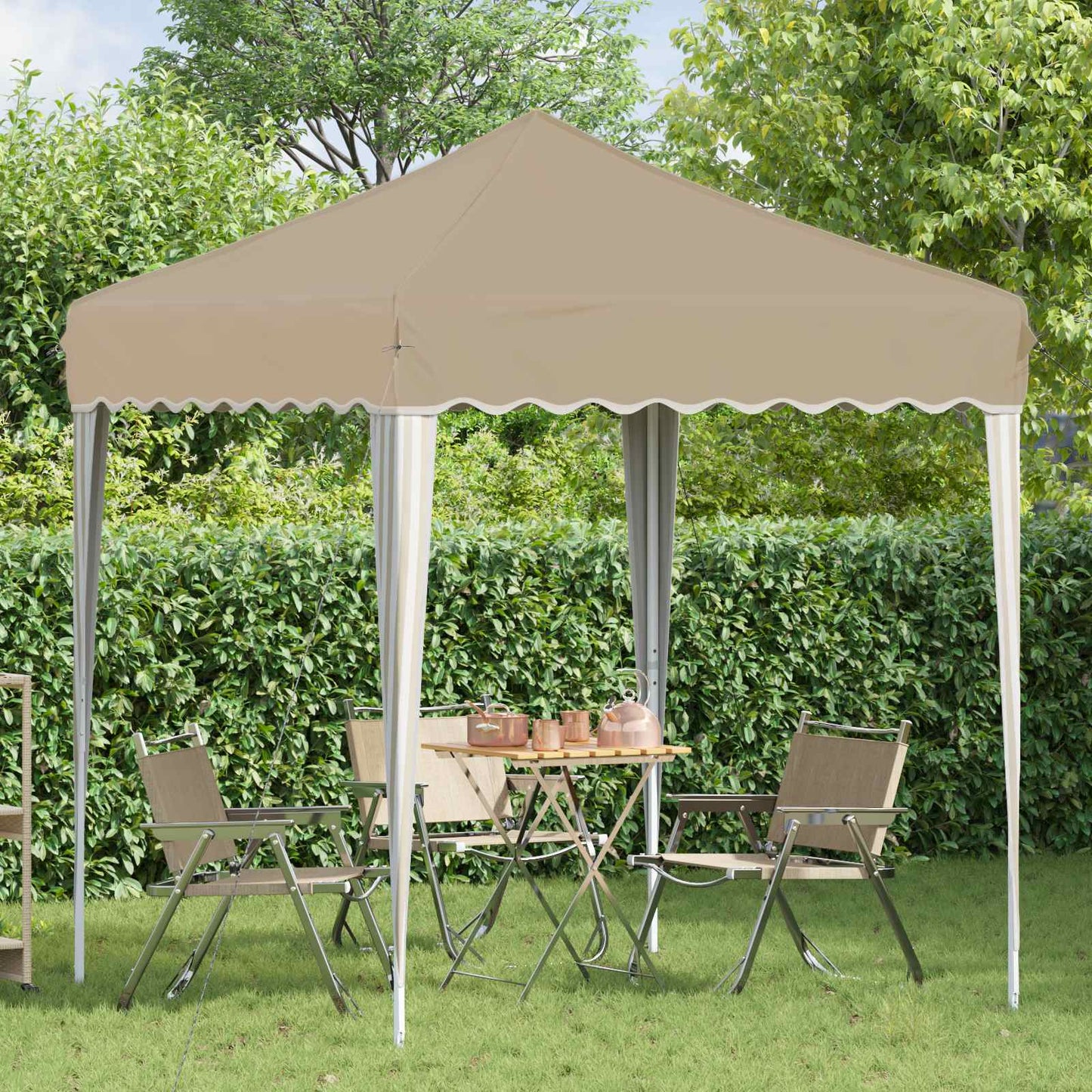Pop-up Festtelt 195 x 195 x 245 cm Cremefarvet Oxford stof