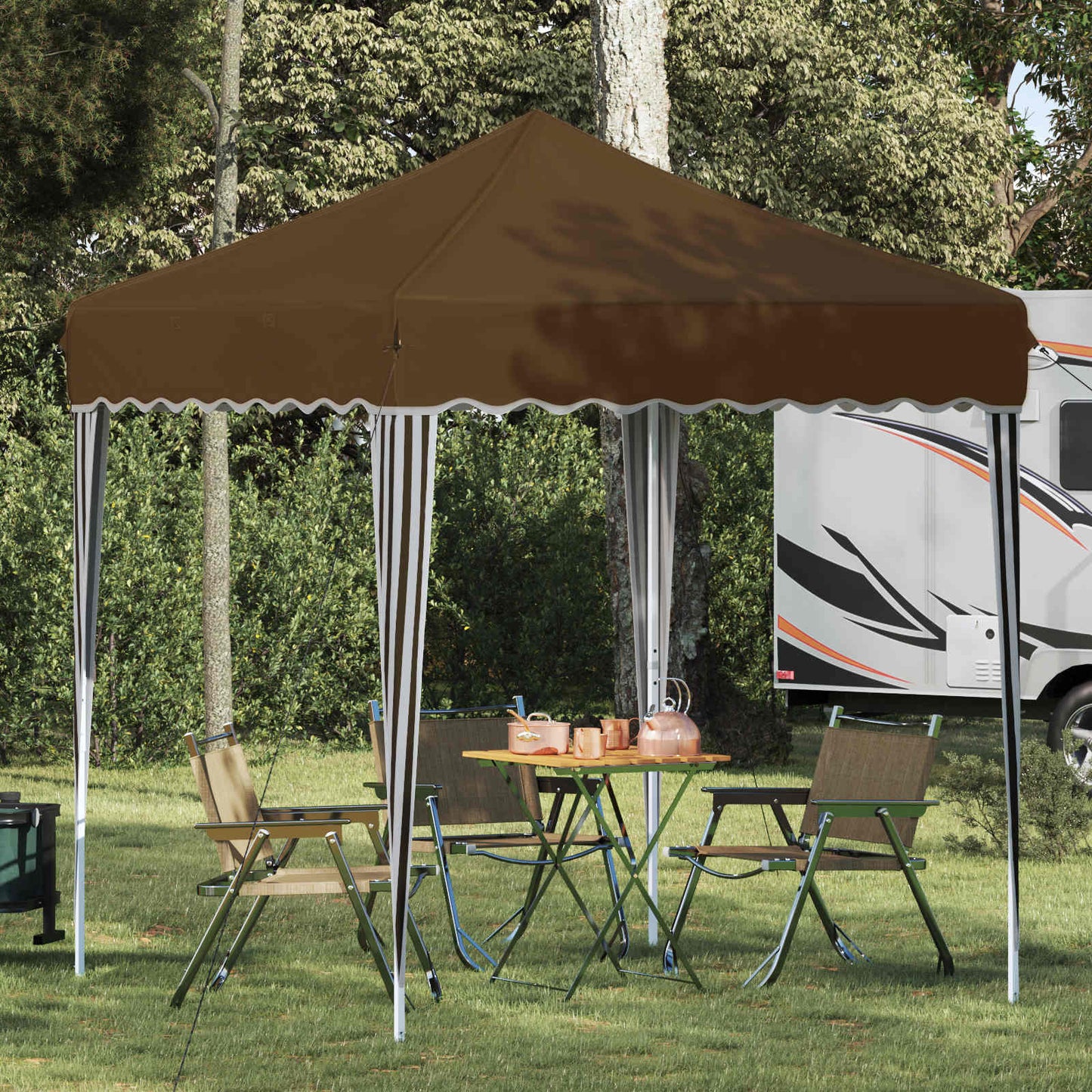 Pop-up Festtelt 195 x 195 x 245 cm Gråbrun Oxford stof