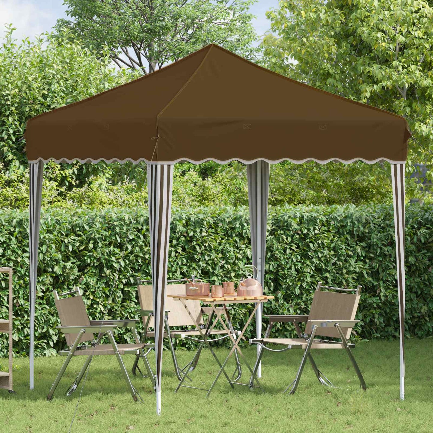 Pop-up Festtelt 195 x 195 x 245 cm Gråbrun Oxford stof