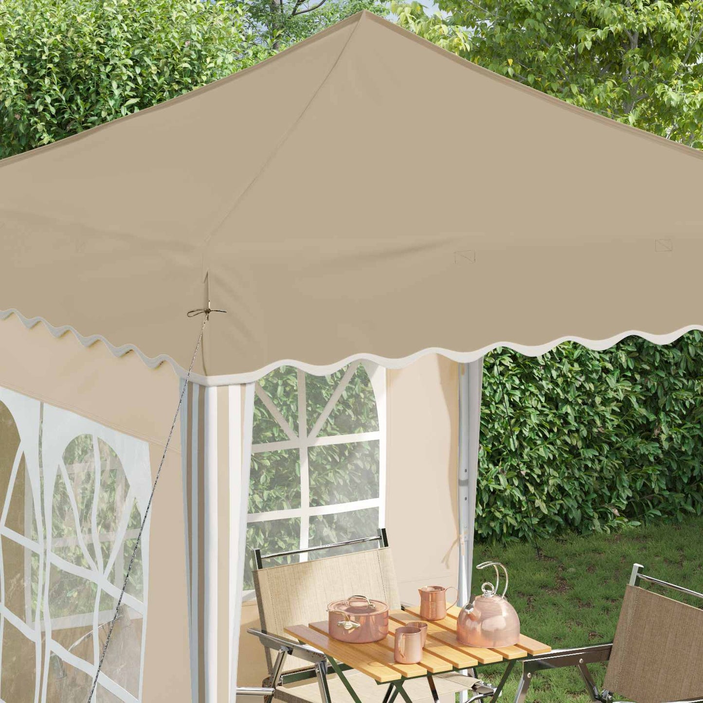 Pop-up Festtelt 195 x 195 x 245 cm Cremefarvet Oxford stof