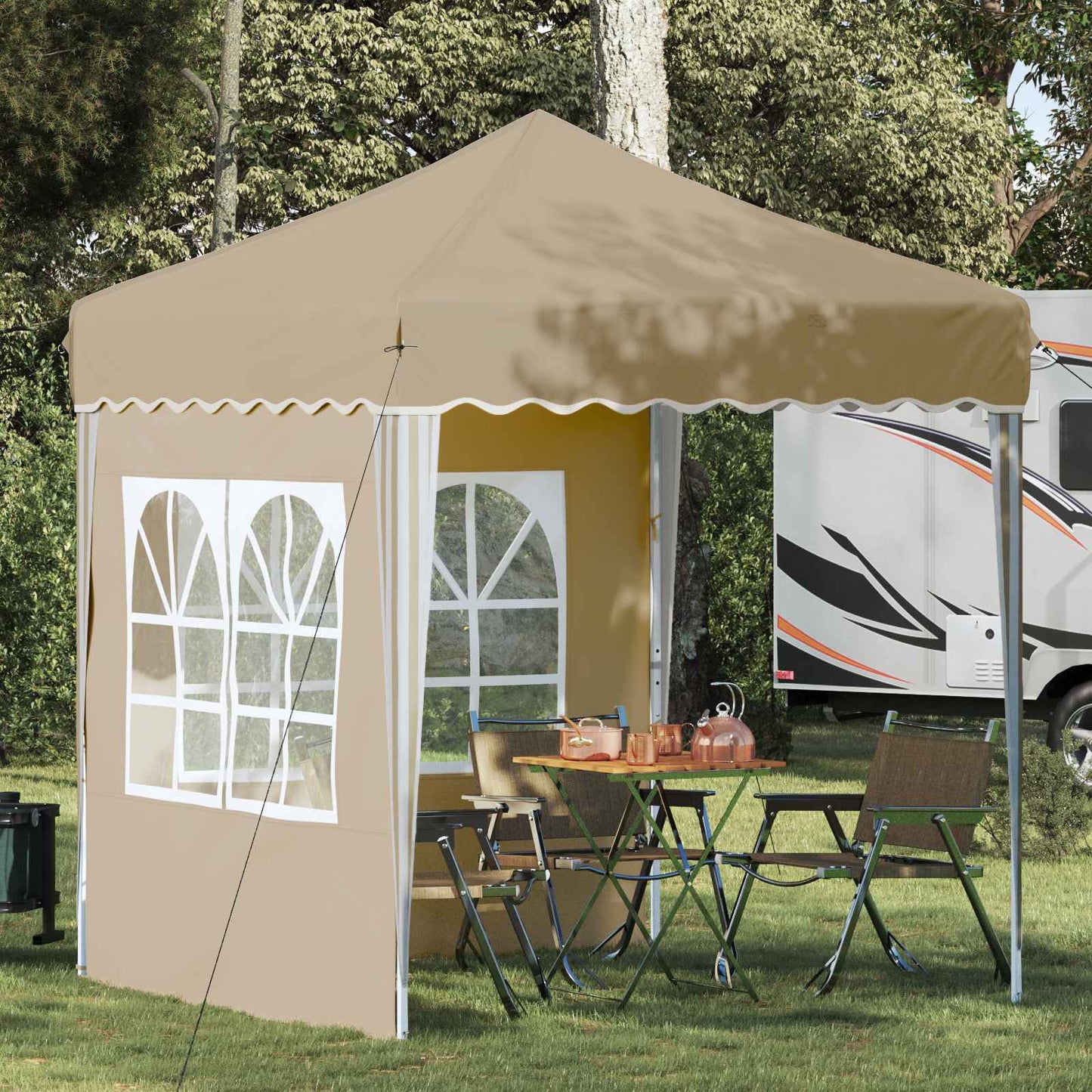 Pop-up Festtelt 195 x 195 x 245 cm Cremefarvet Oxford stof