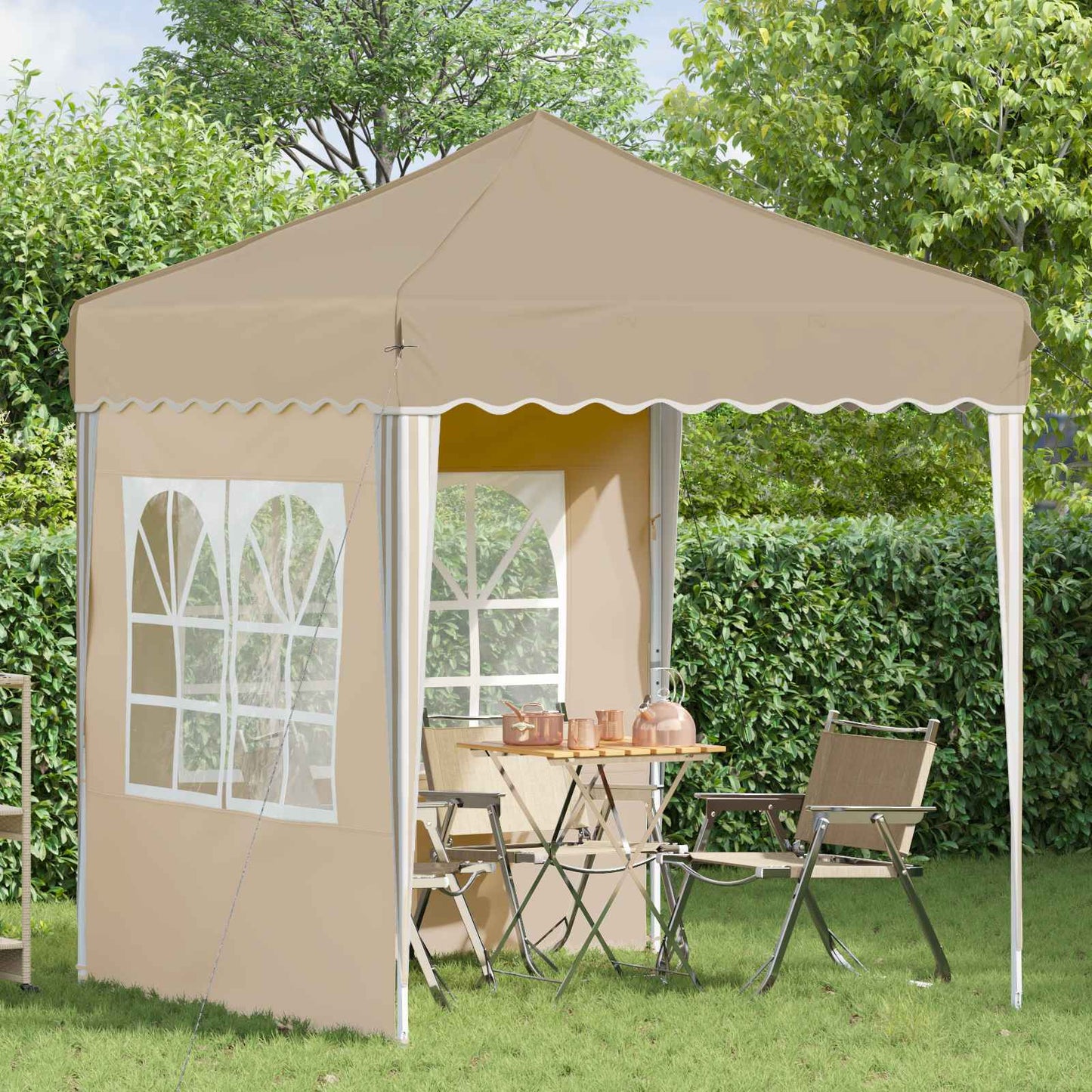 Pop-up Festtelt 195 x 195 x 245 cm Cremefarvet Oxford stof