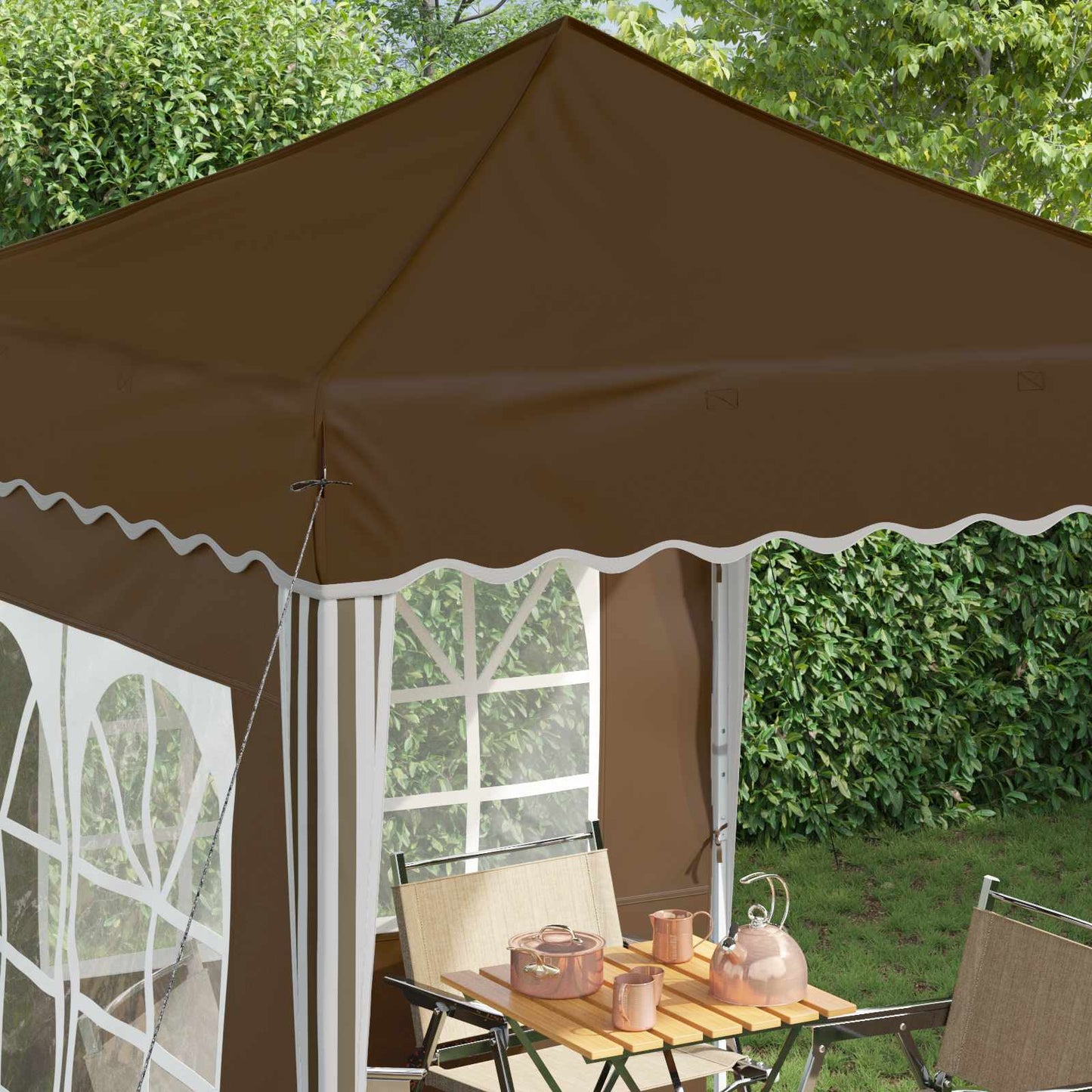 Pop-up Festtelt 195 x 195 x 245 cm Gråbrun Oxford stof