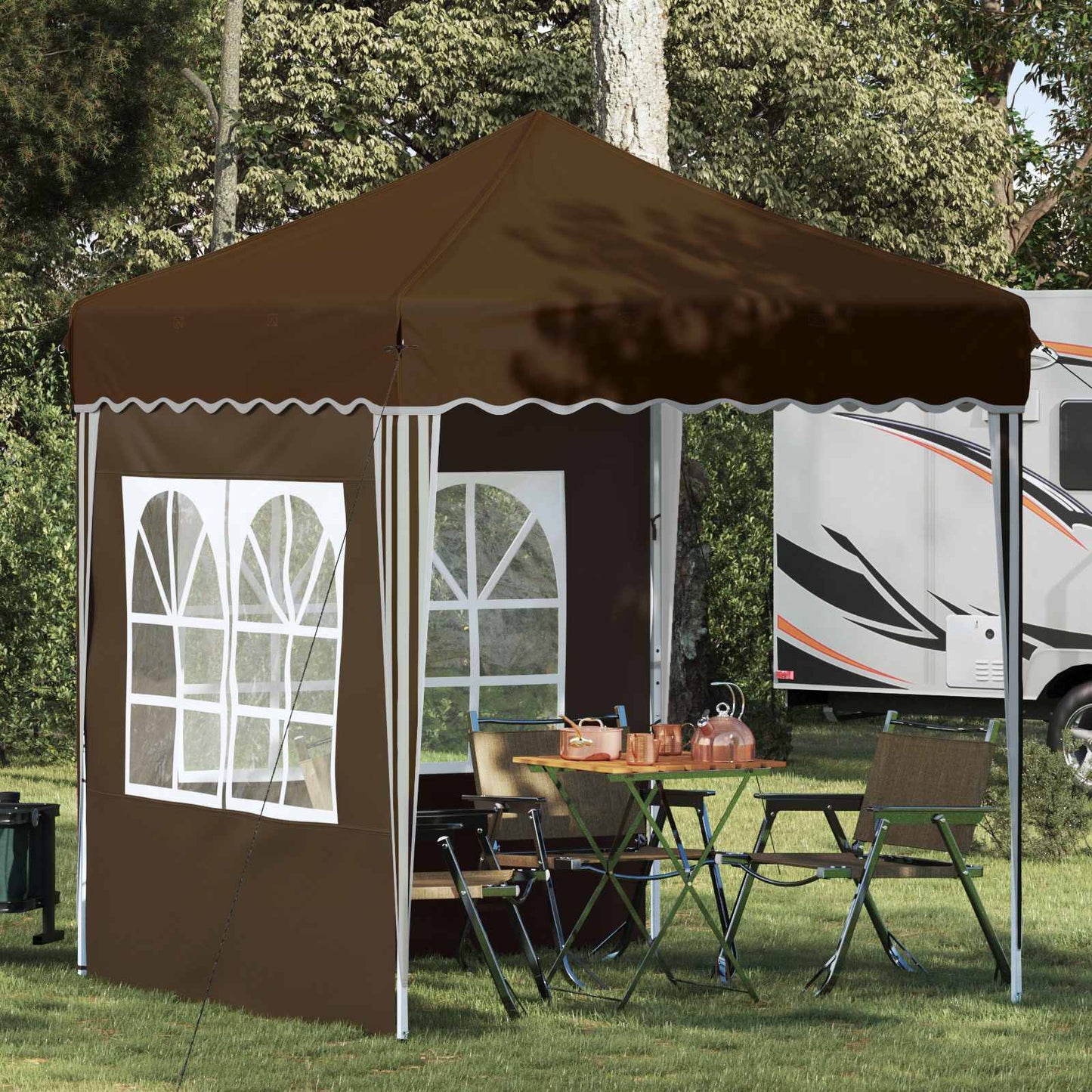 Pop-up Festtelt 195 x 195 x 245 cm Gråbrun Oxford stof