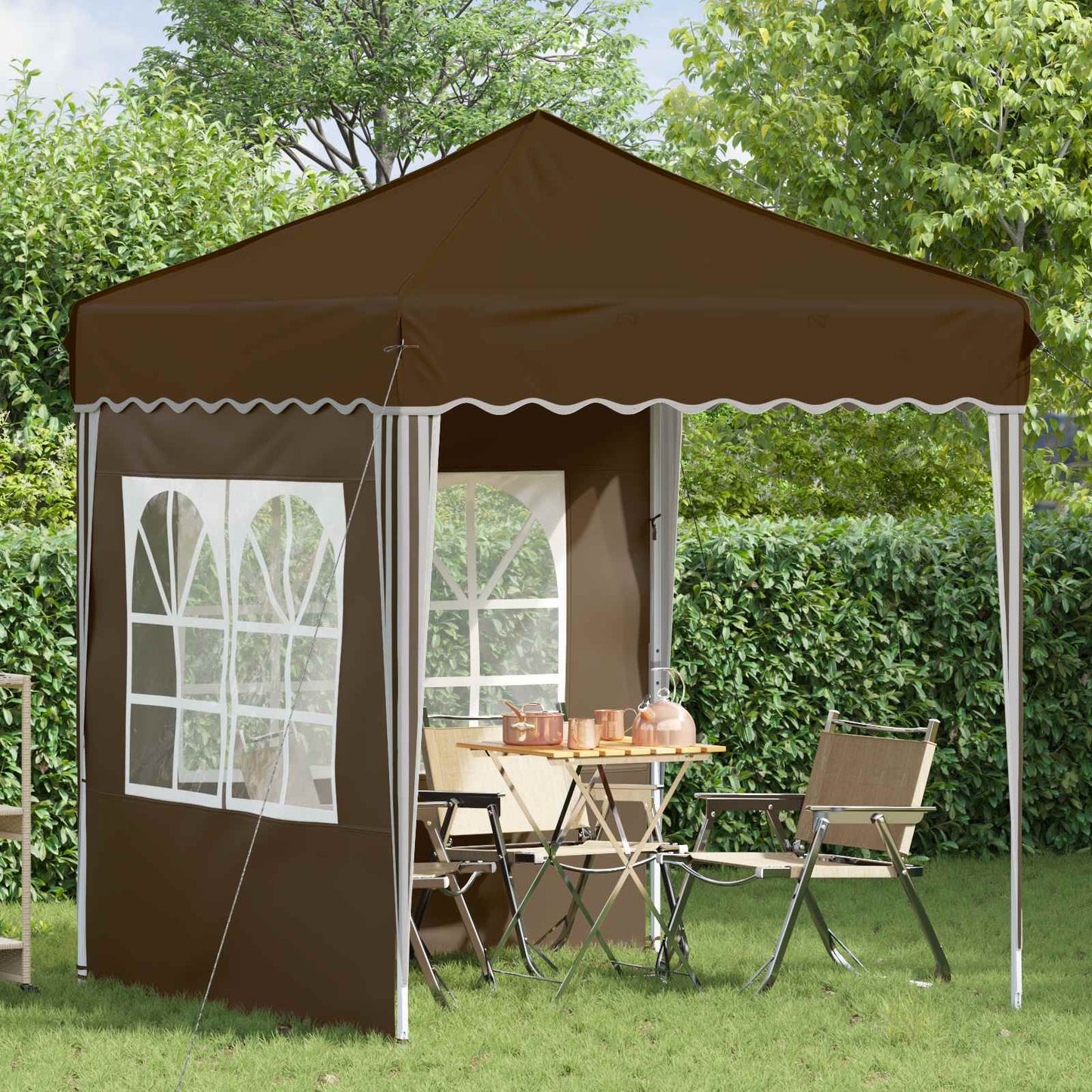 Pop-up Festtelt 195 x 195 x 245 cm Gråbrun Oxford stof