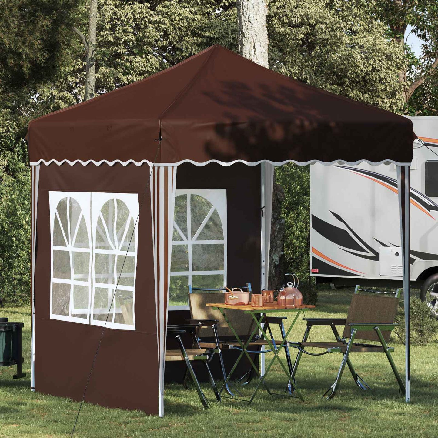 Pop-up Festtelt 195 x 195 x 245 cm Brun Oxford stof