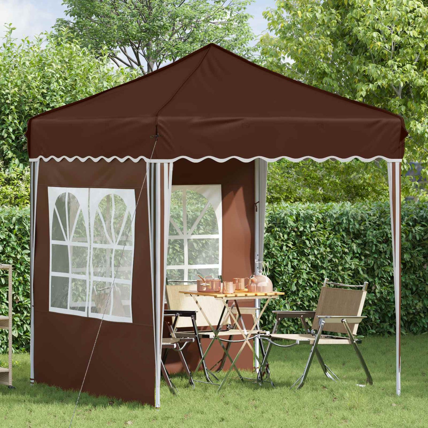 Pop-up Festtelt 195 x 195 x 245 cm Brun Oxford stof
