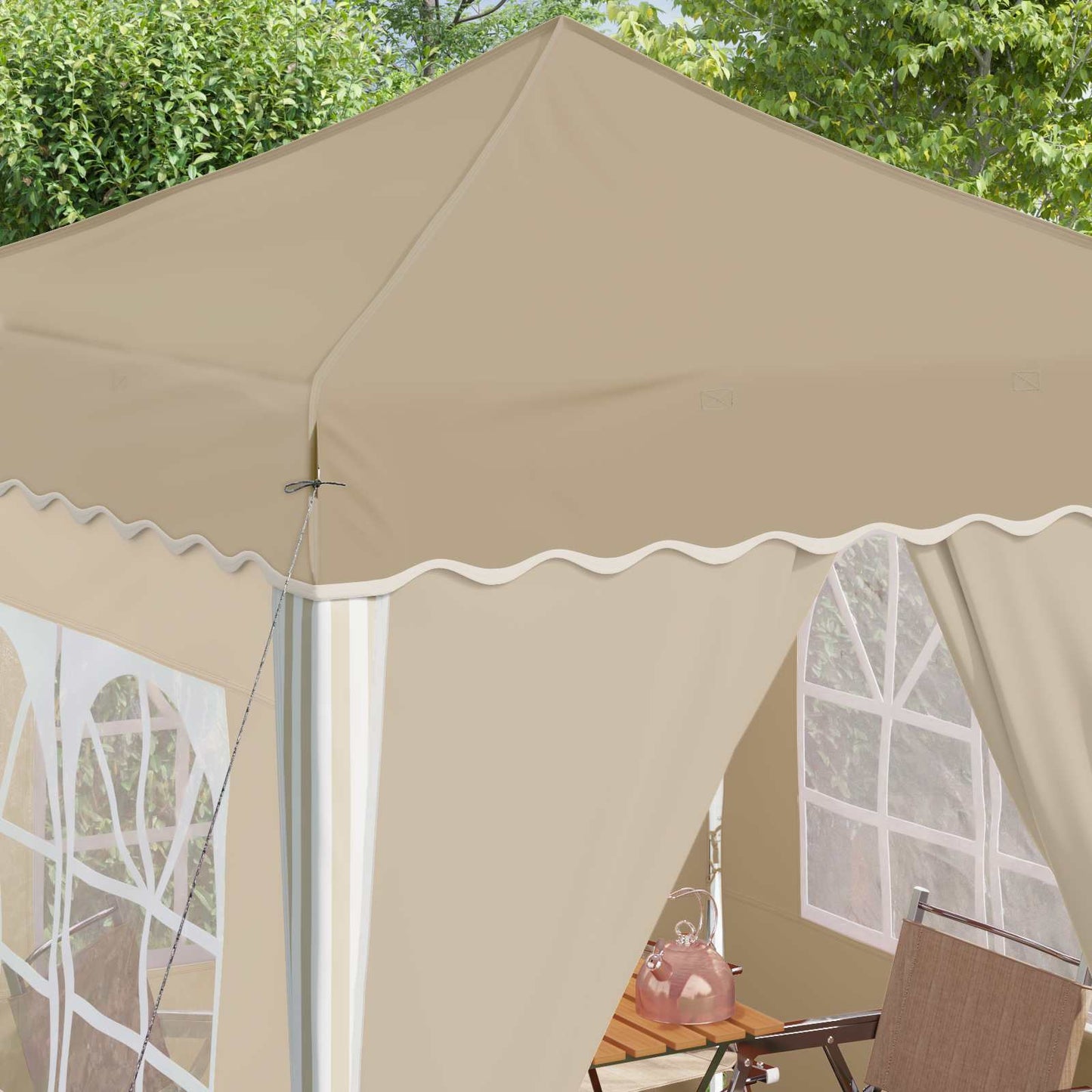 Pop-up Festtelt 195 x 195 x 245 cm Cremefarvet Oxford stof