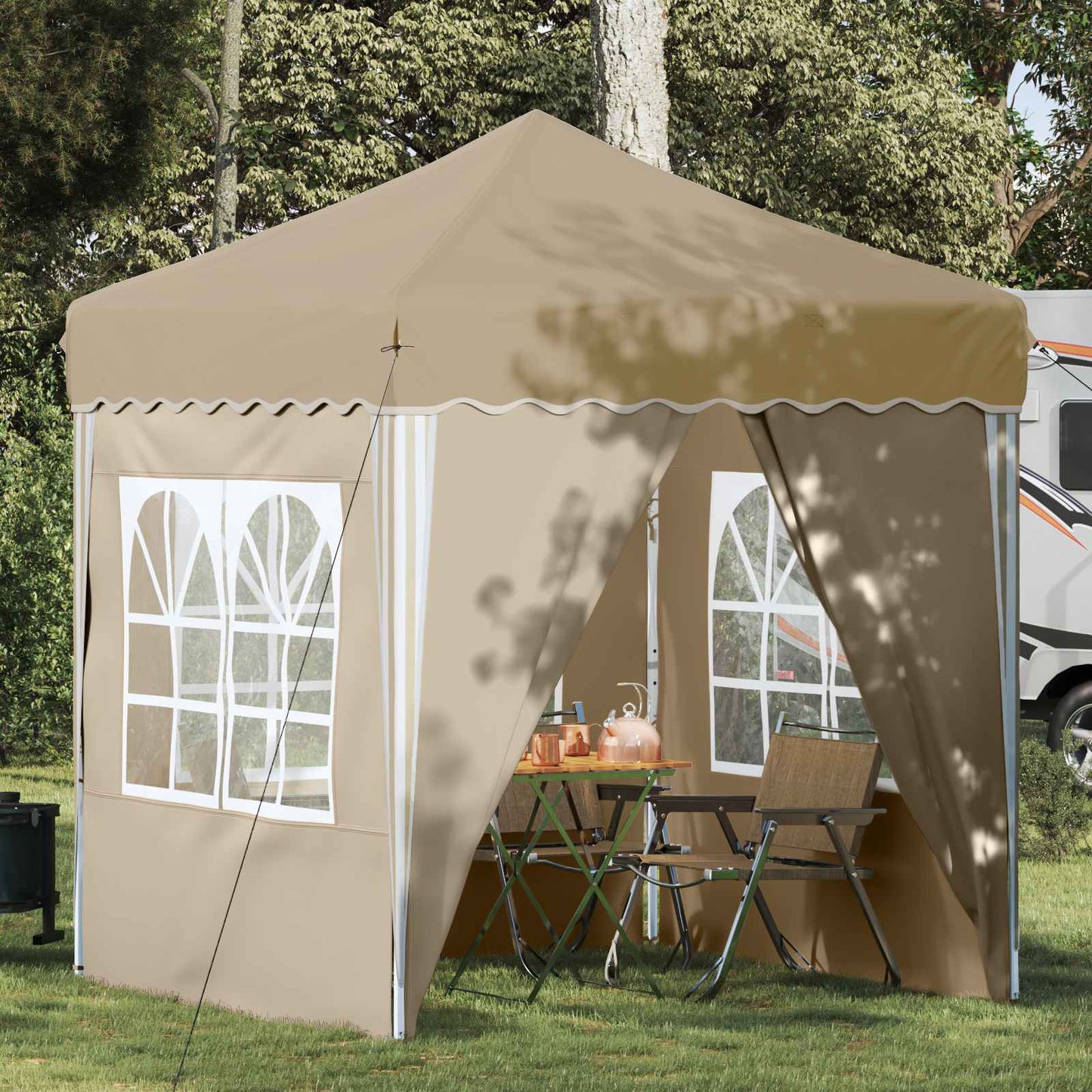 Pop-up Festtelt 195 x 195 x 245 cm Cremefarvet Oxford stof