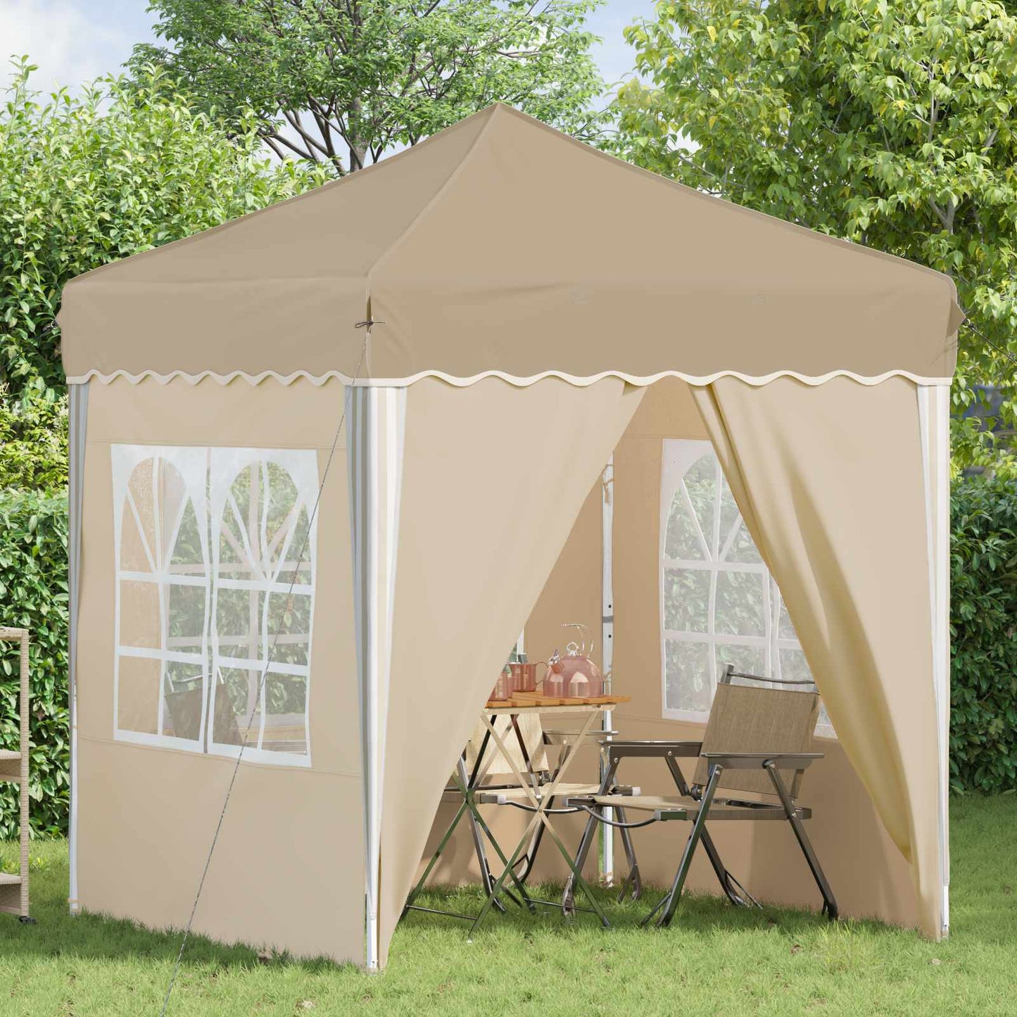 Pop-up Festtelt 195 x 195 x 245 cm Cremefarvet Oxford stof