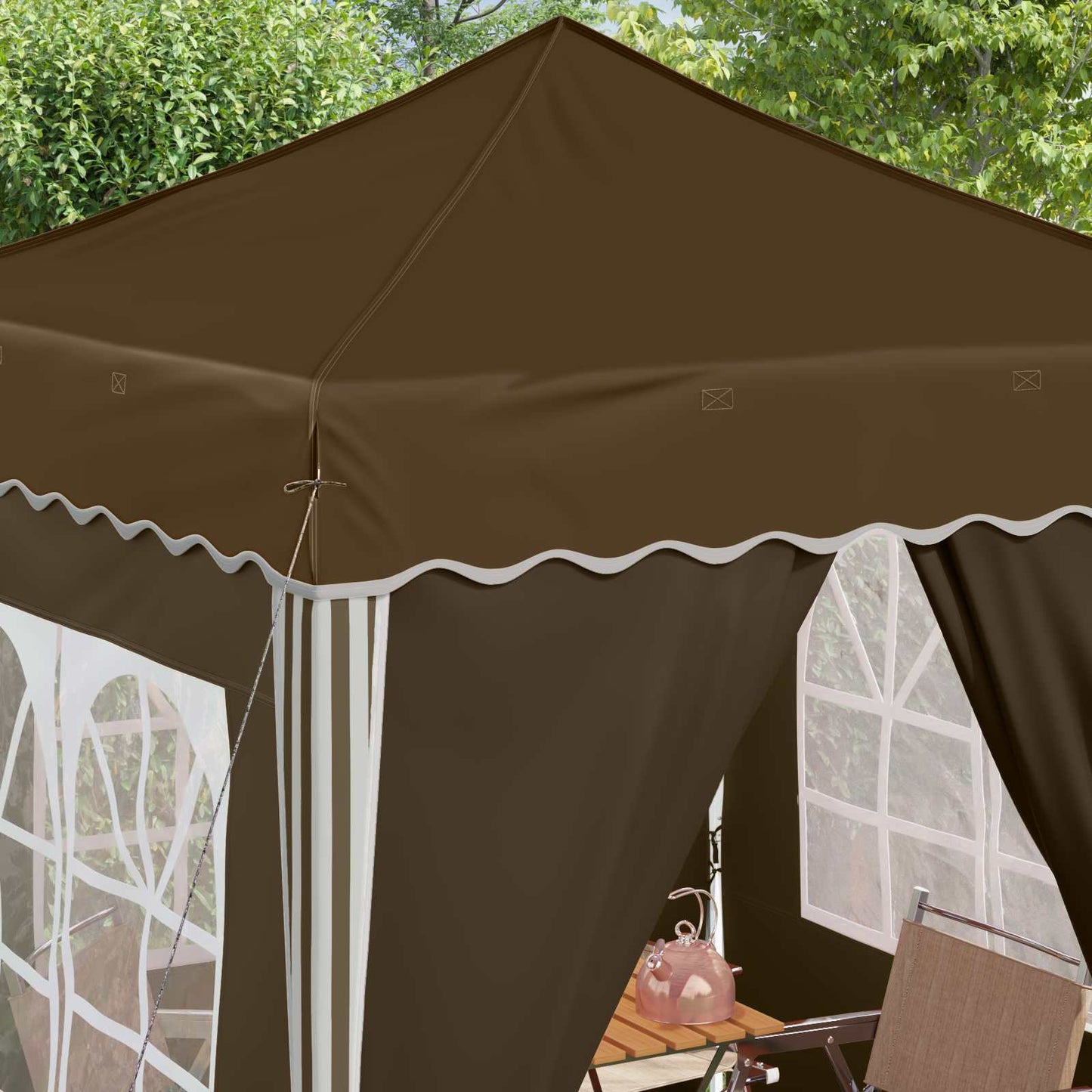 Pop-up Festtelt 195 x 195 x 245 cm Gråbrun Oxford stof