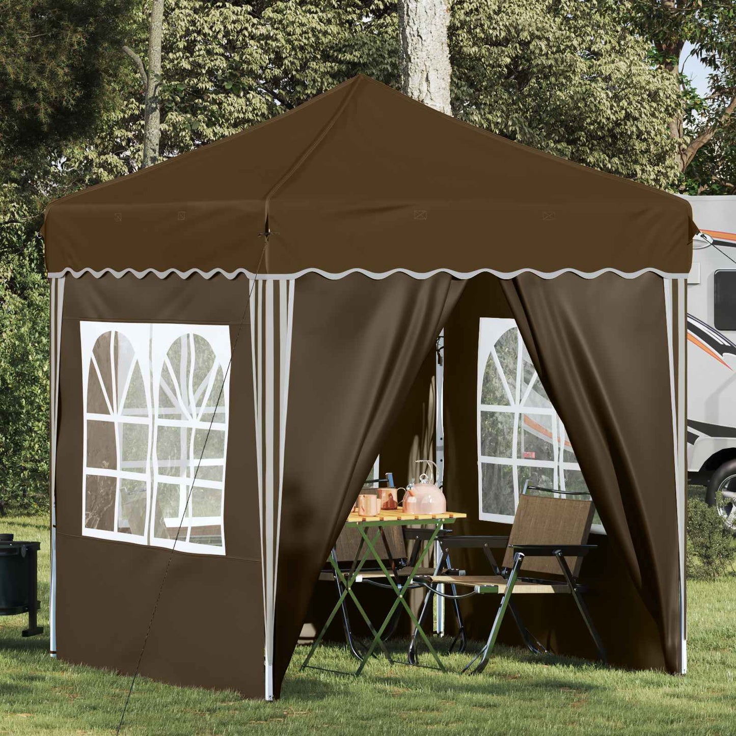 Pop-up Festtelt 195 x 195 x 245 cm Gråbrun Oxford stof