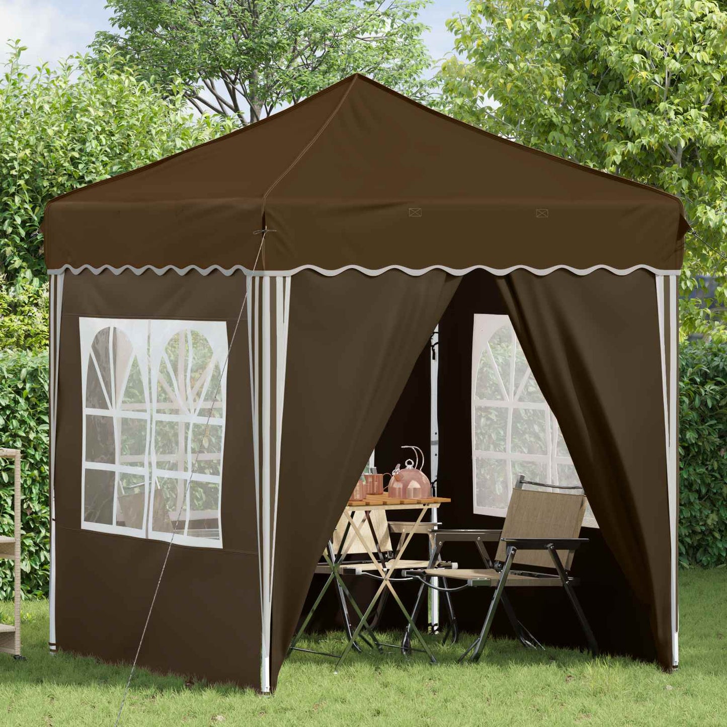 Pop-up Festtelt 195 x 195 x 245 cm Gråbrun Oxford stof