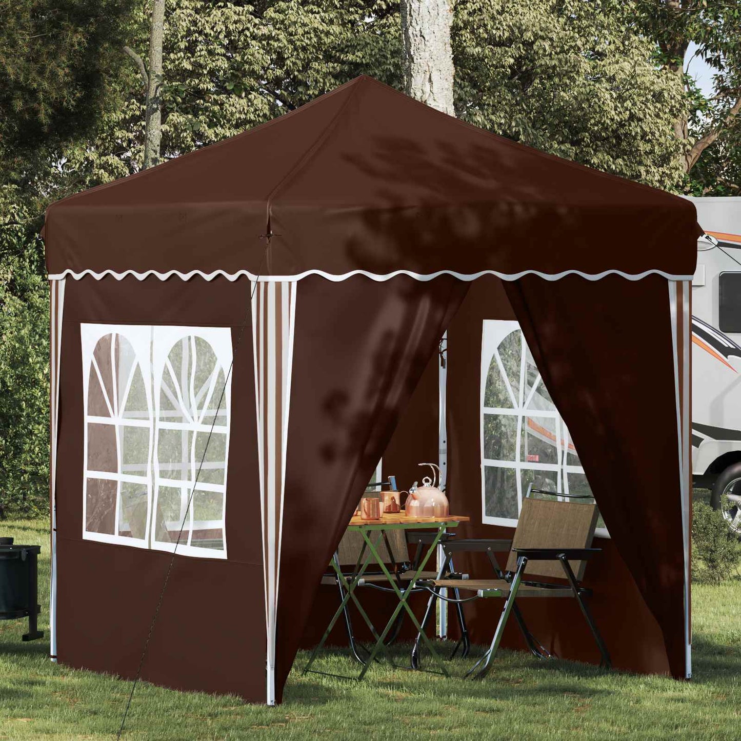 Pop-up Festtelt 195 x 195 x 245 cm Brun Oxford stof