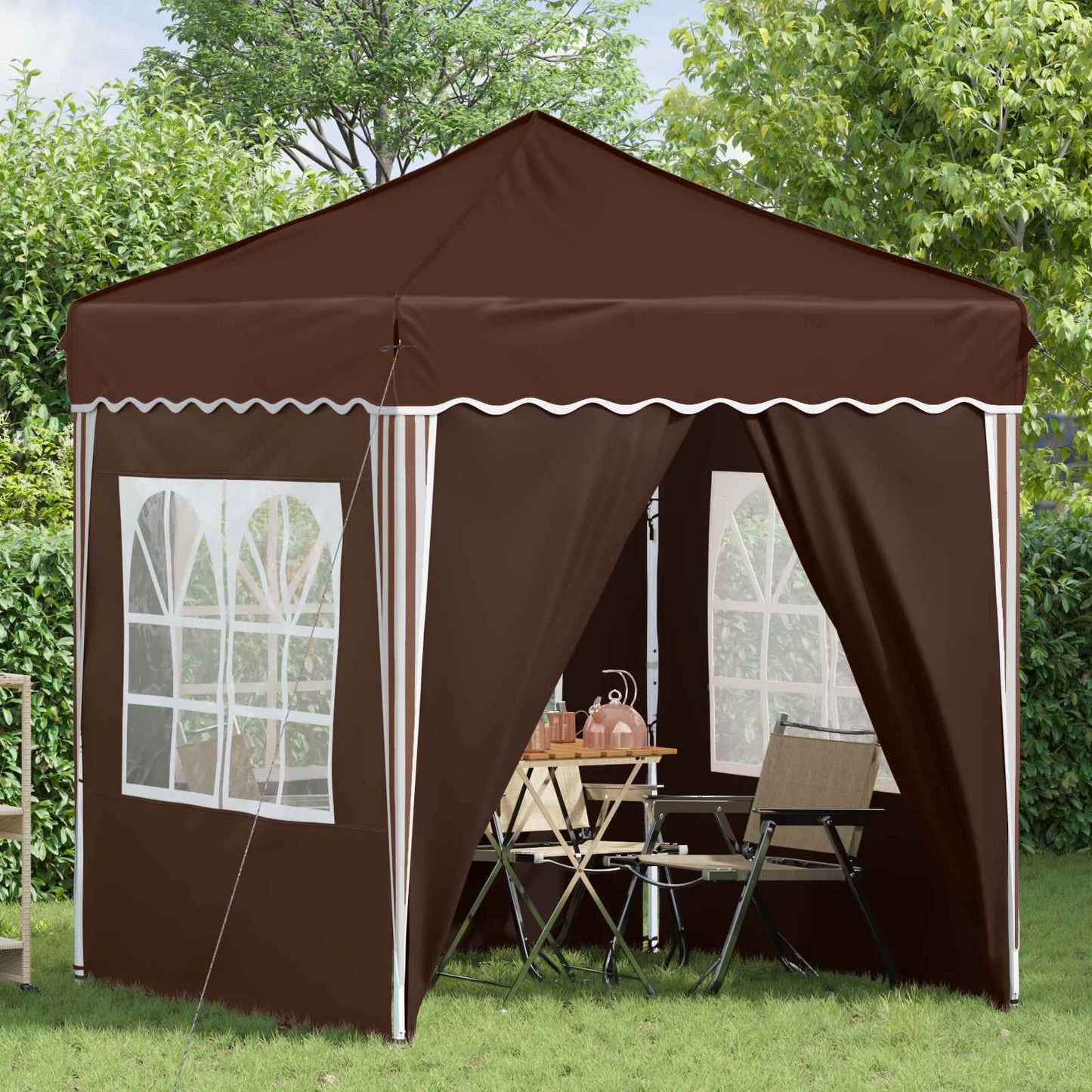 Pop-up Festtelt 195 x 195 x 245 cm Brun Oxford stof
