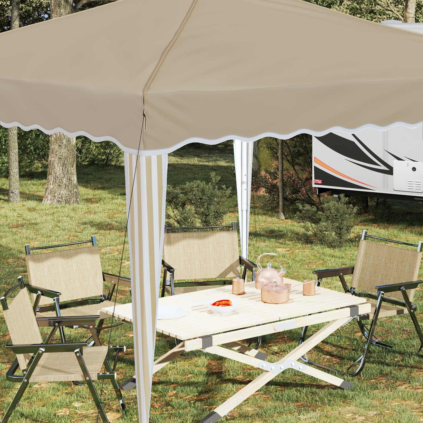 Pop-up Festtelt 288 x 288 x 245 cm Cremefarvet Oxford stof