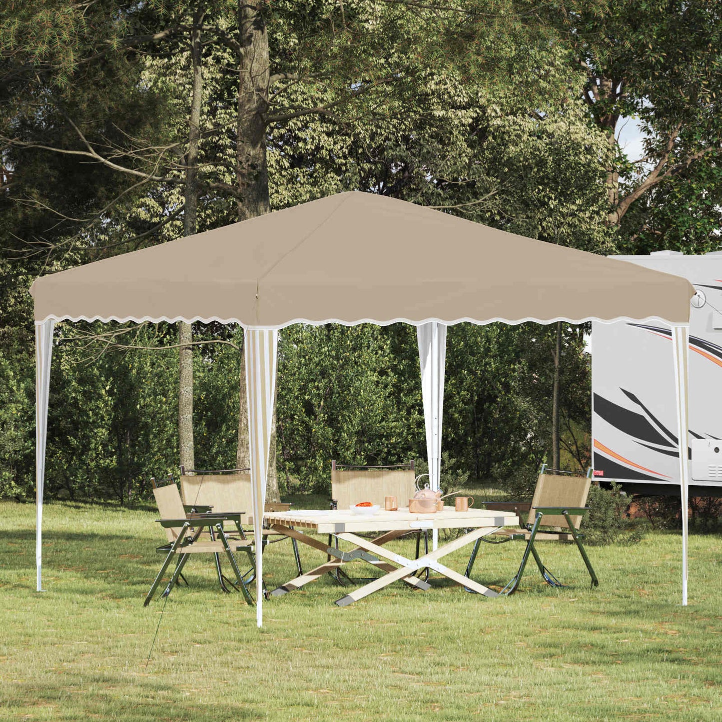Pop-up Festtelt 288 x 288 x 245 cm Cremefarvet Oxford stof