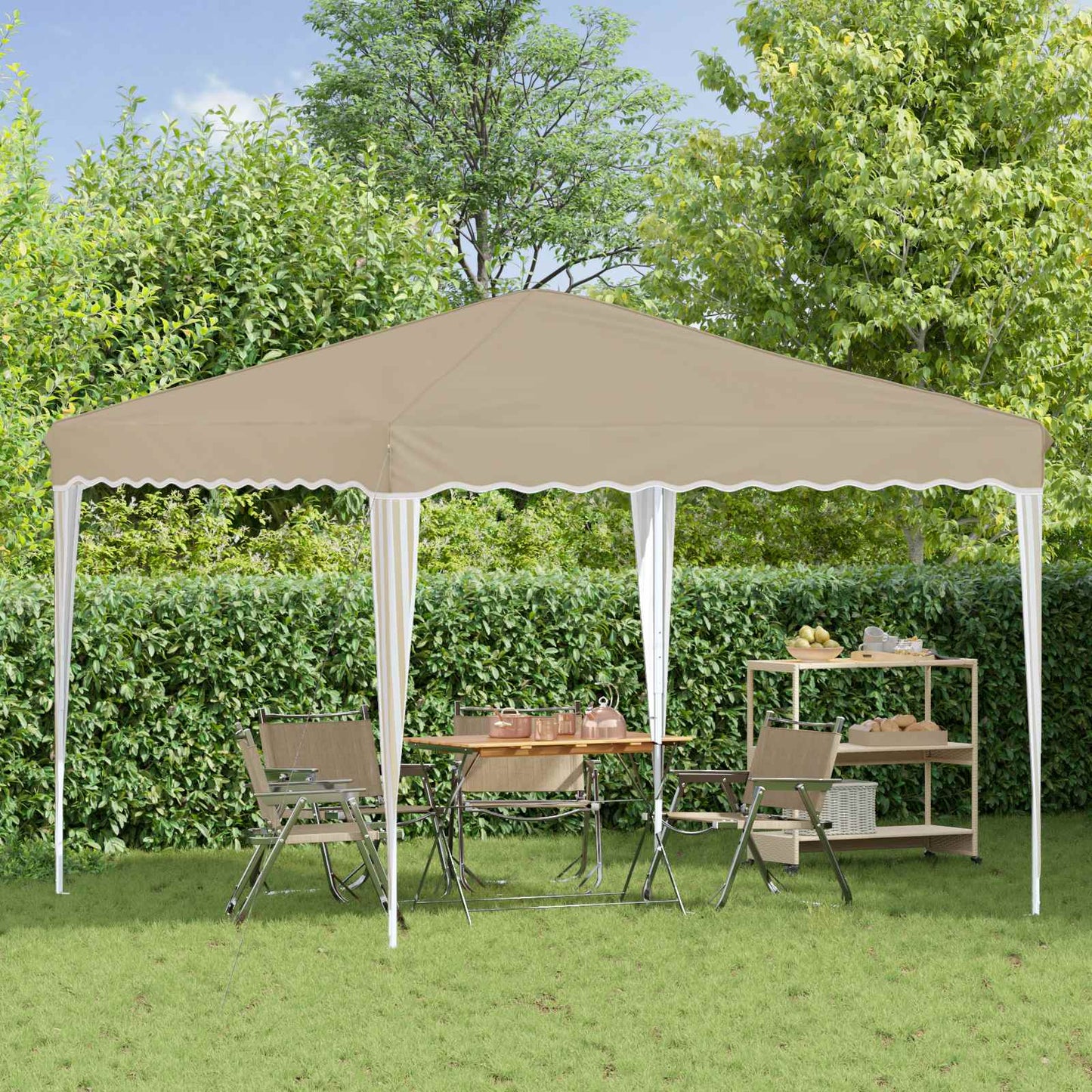 Pop-up Festtelt 288 x 288 x 245 cm Cremefarvet Oxford stof
