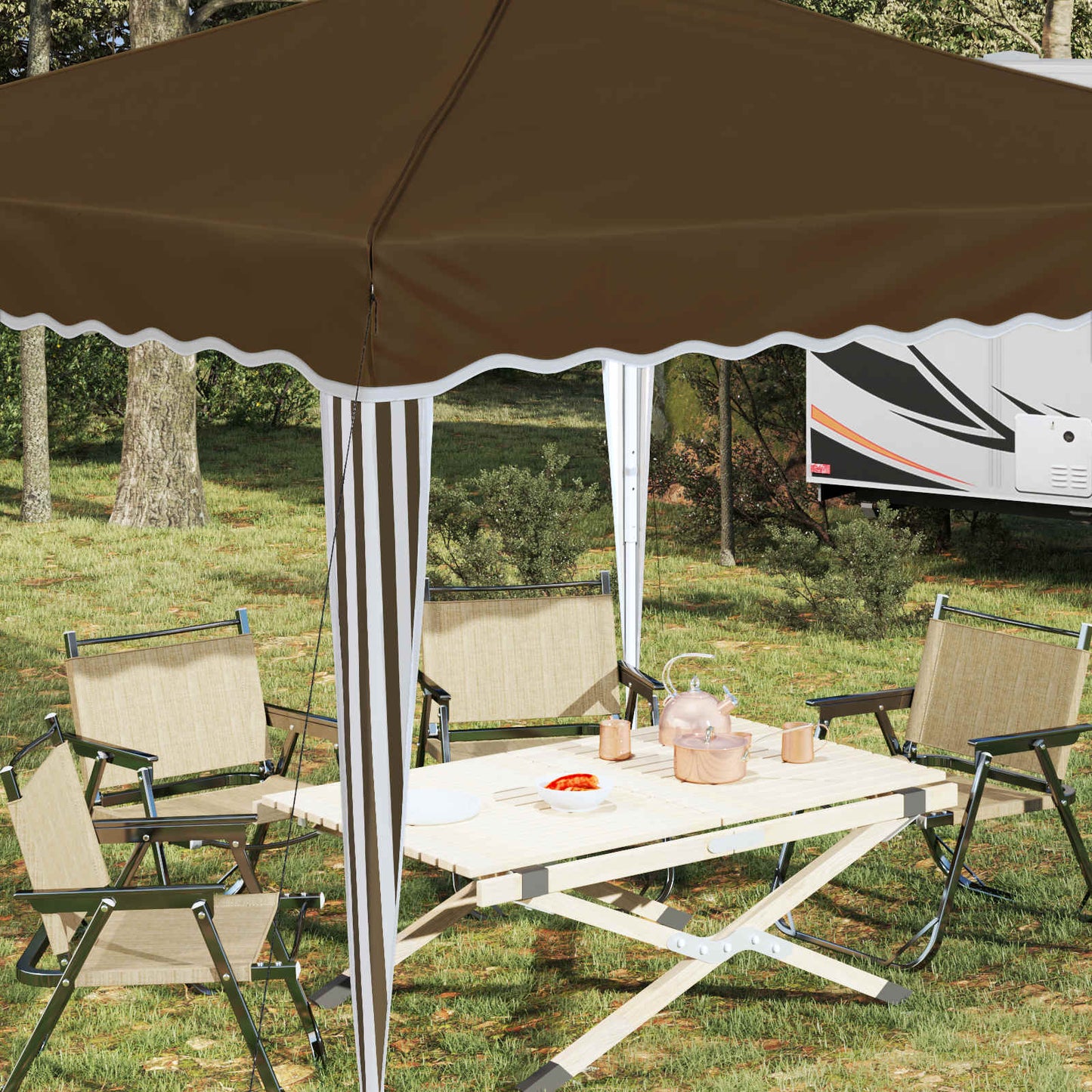 Pop-up Festtelt 288 x 288 x 245 cm Gråbrun Oxford stof
