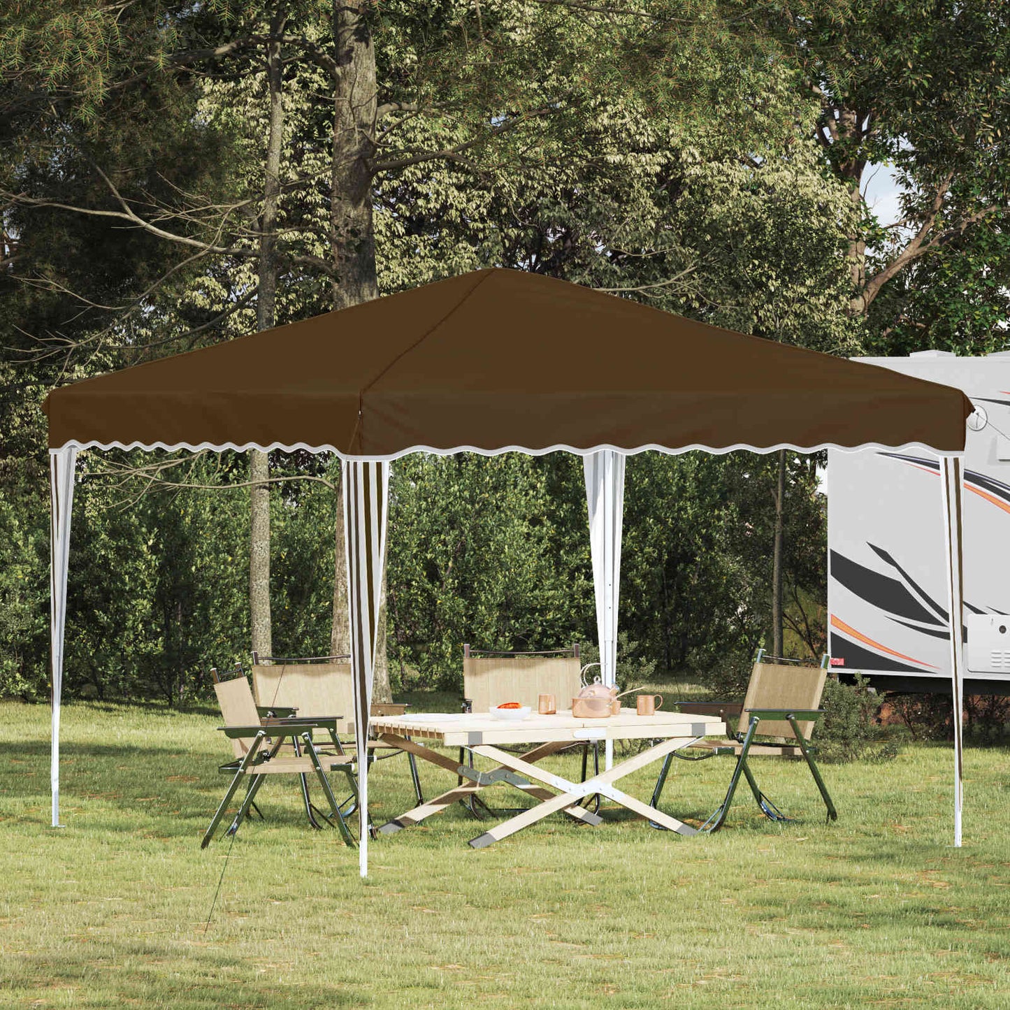 Pop-up Festtelt 288 x 288 x 245 cm Gråbrun Oxford stof