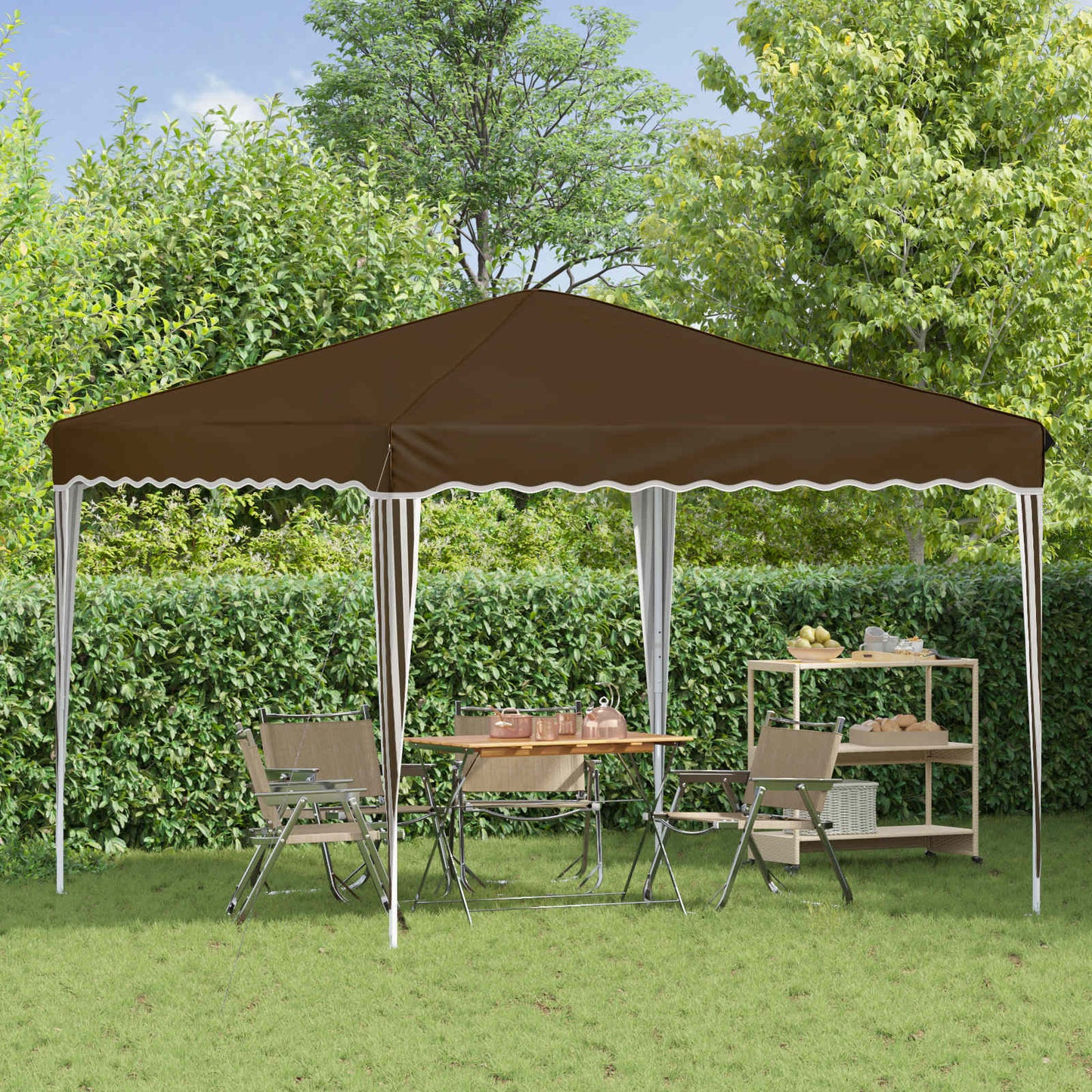 Pop-up Festtelt 288 x 288 x 245 cm Gråbrun Oxford stof